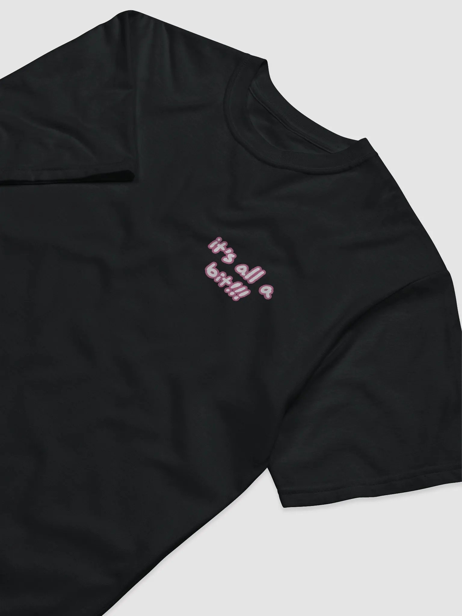 “It’s all a bit!!!” (sm. lined design, #CB6398) unisex eco tee product image (5)