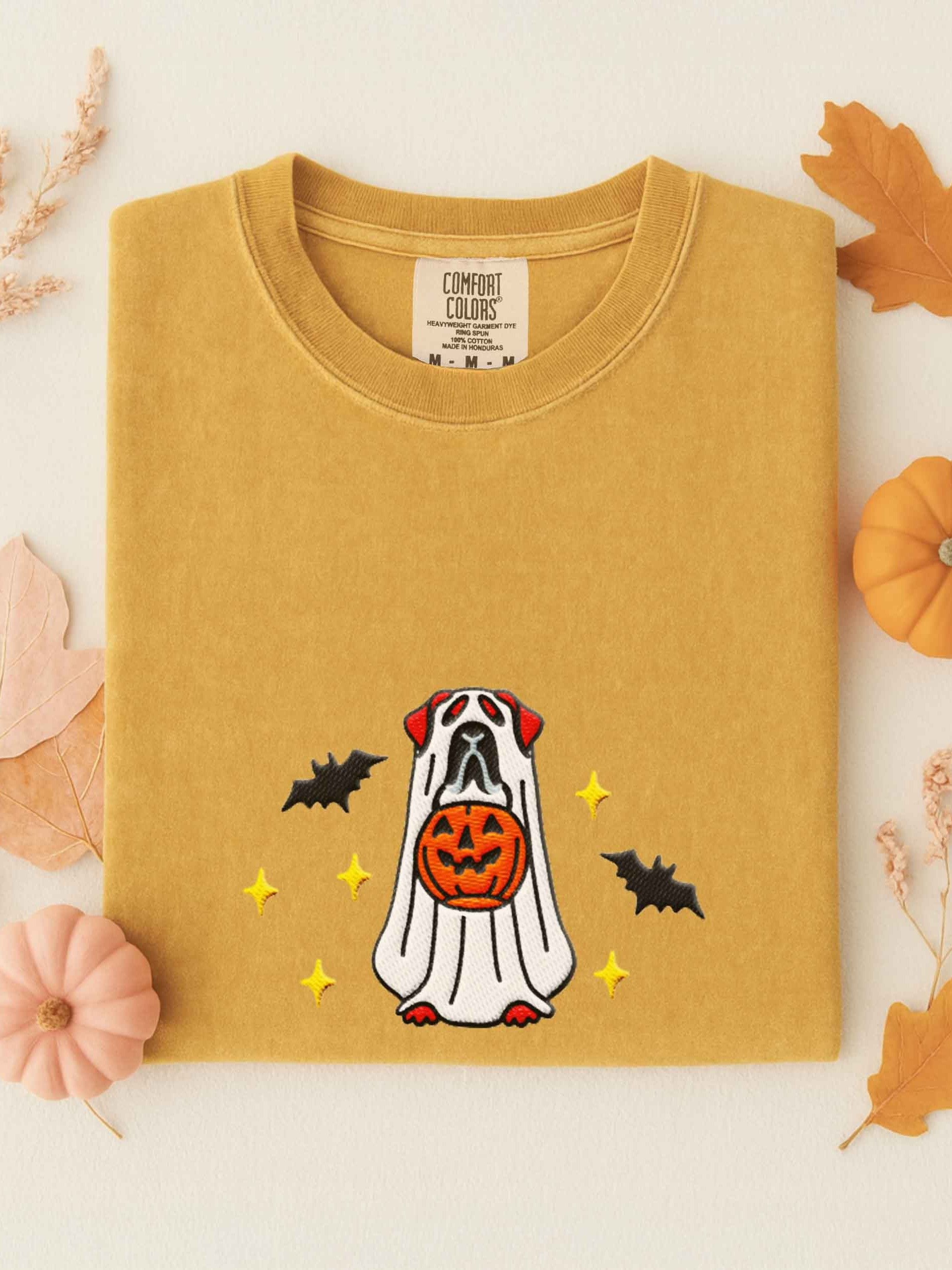 Halloween English Mastiff(Red) Embroidered T-Shirt product image (1)
