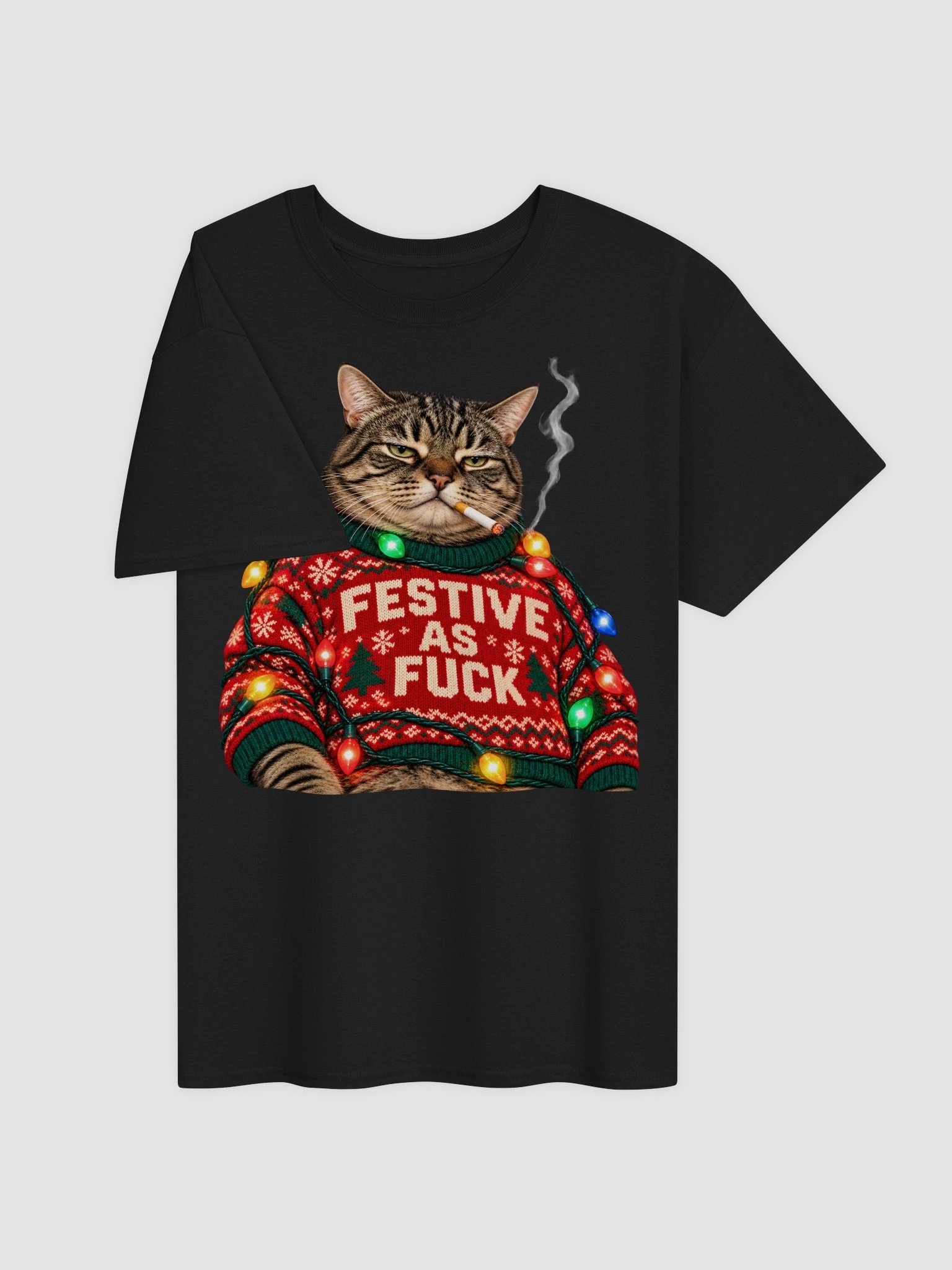 Festive AF Grumpy Cat Shirt - Funny Ugly Christmas Sweater Meme T-Shirt product image (3)