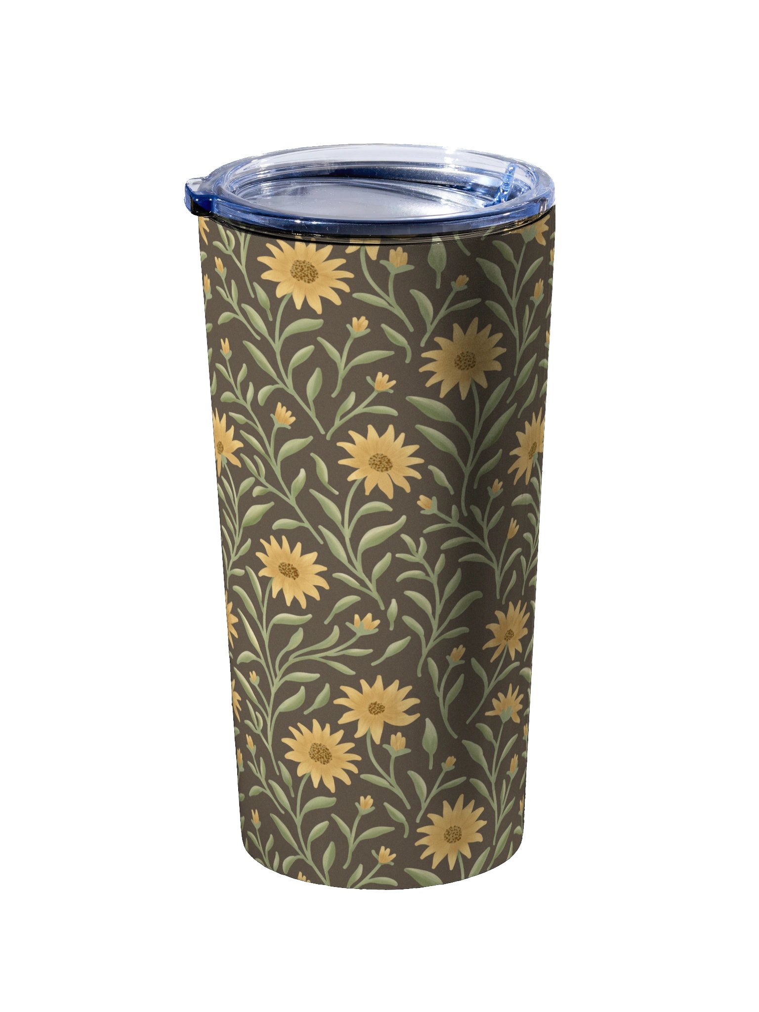 Golden field 20oz stainless steel tumbler. Elegant floral botanical design on dark background product image (2)