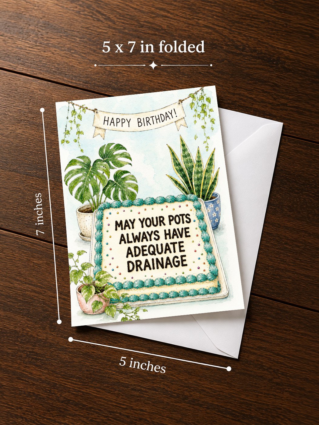 May All Your Pots Have Adequate Drainage: Funny Plant Lover Happy Birthday Greeting Card product image (3)
