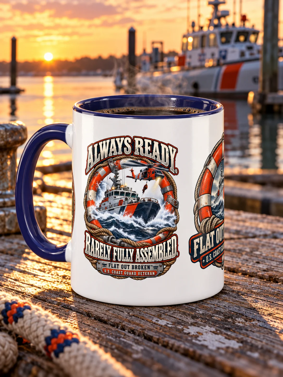 Coast Guard Veteran Coffee Mug — Always Ready, Barely Fully Assembled | Flat Out Broken™ product image (2)