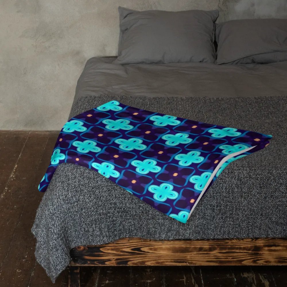 Elegant Blue & Black Seamless Patterned Throw Blanket product image (11)