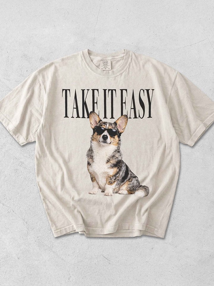 Take It Easy '90s Pop Vintage-Style T-Shirt for Cardigan Welsh Corgi(Blue Merle) Owners product image (1)