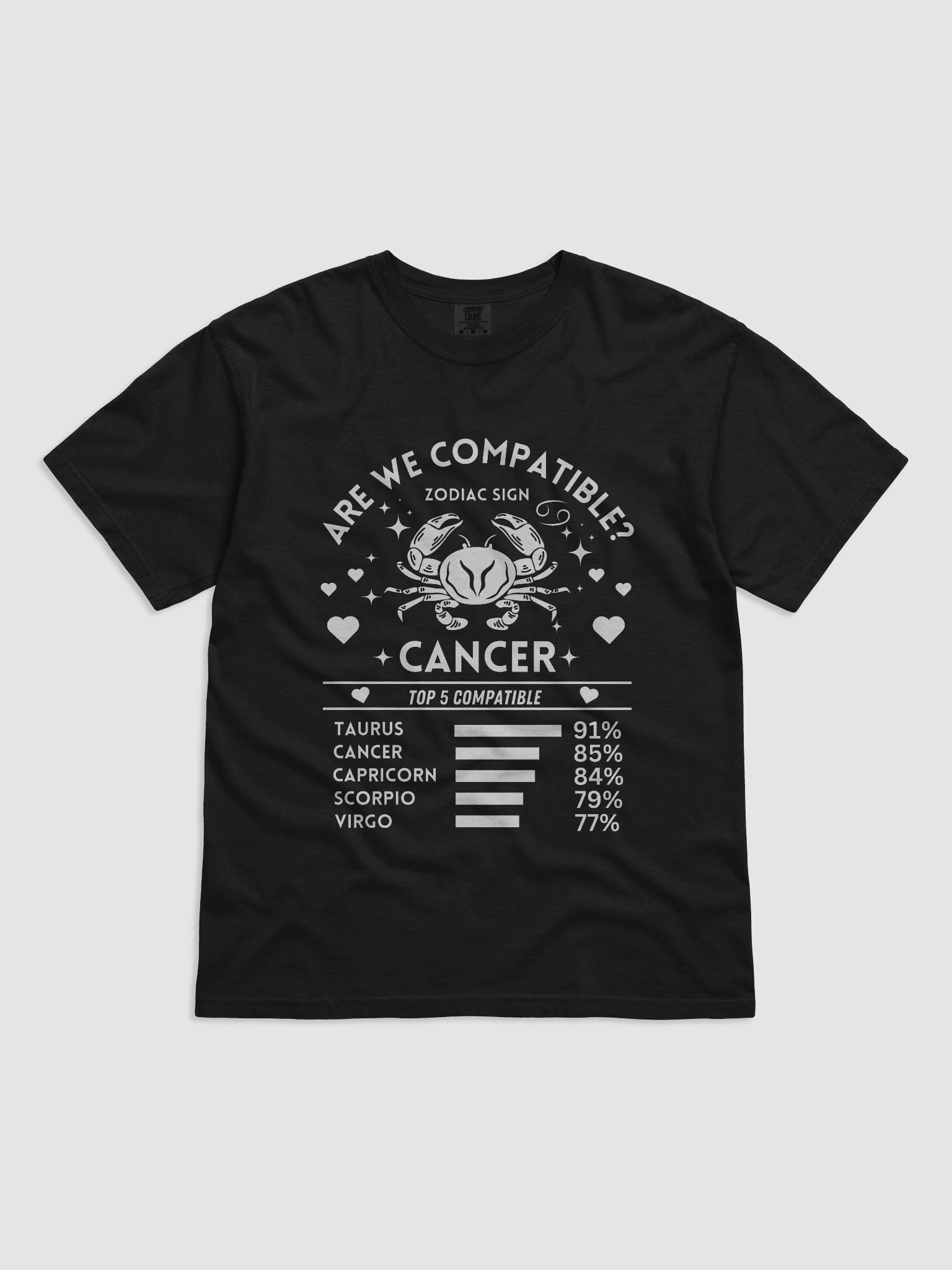 Cancer Zodiac Sign Romantic Compatibility T-Shirt - Dark Comfort Colors 1717 product image (7)