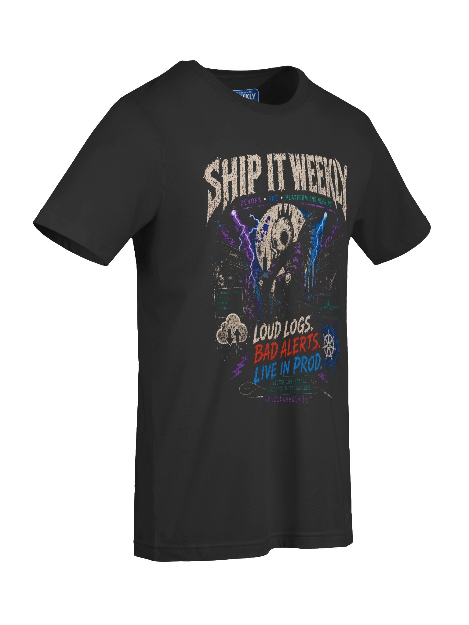 Loud Logs, Bad Alerts, Live in Prod | Ship It Weekly DevOps Tee product image (7)