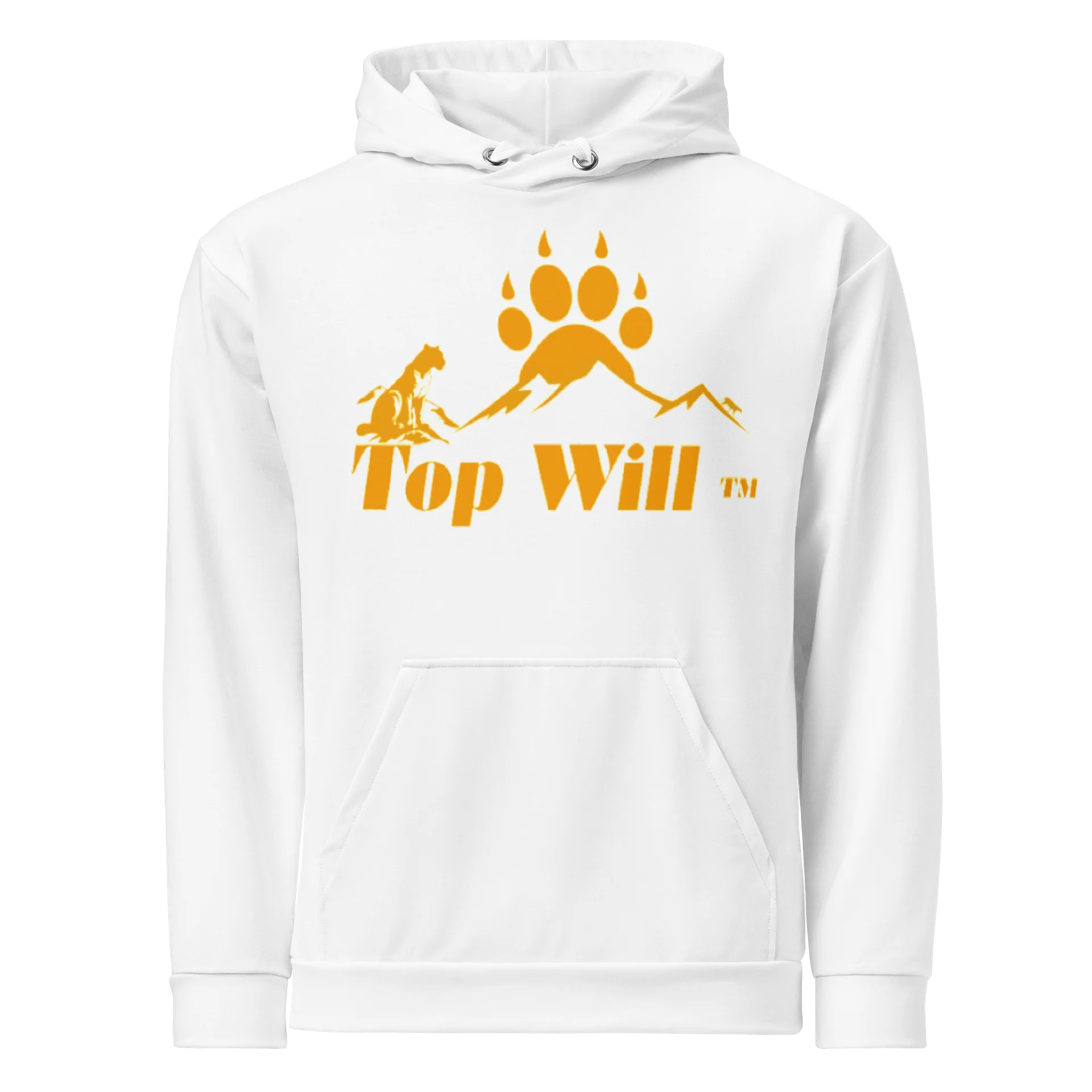 Top Will ™ Unisex White & Orange Cotton Hoodie product image (1)