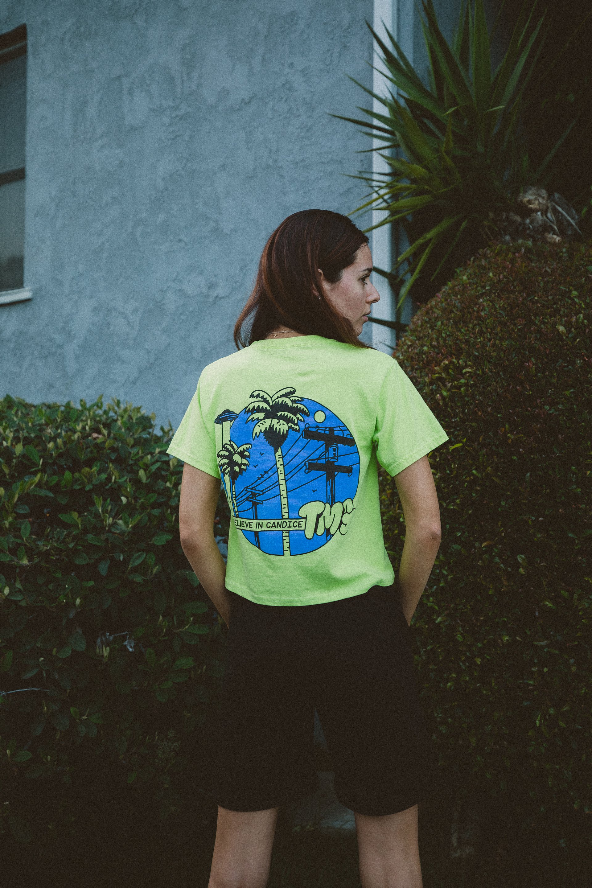 Palm Trees Neon Green Crop Top product image (6)