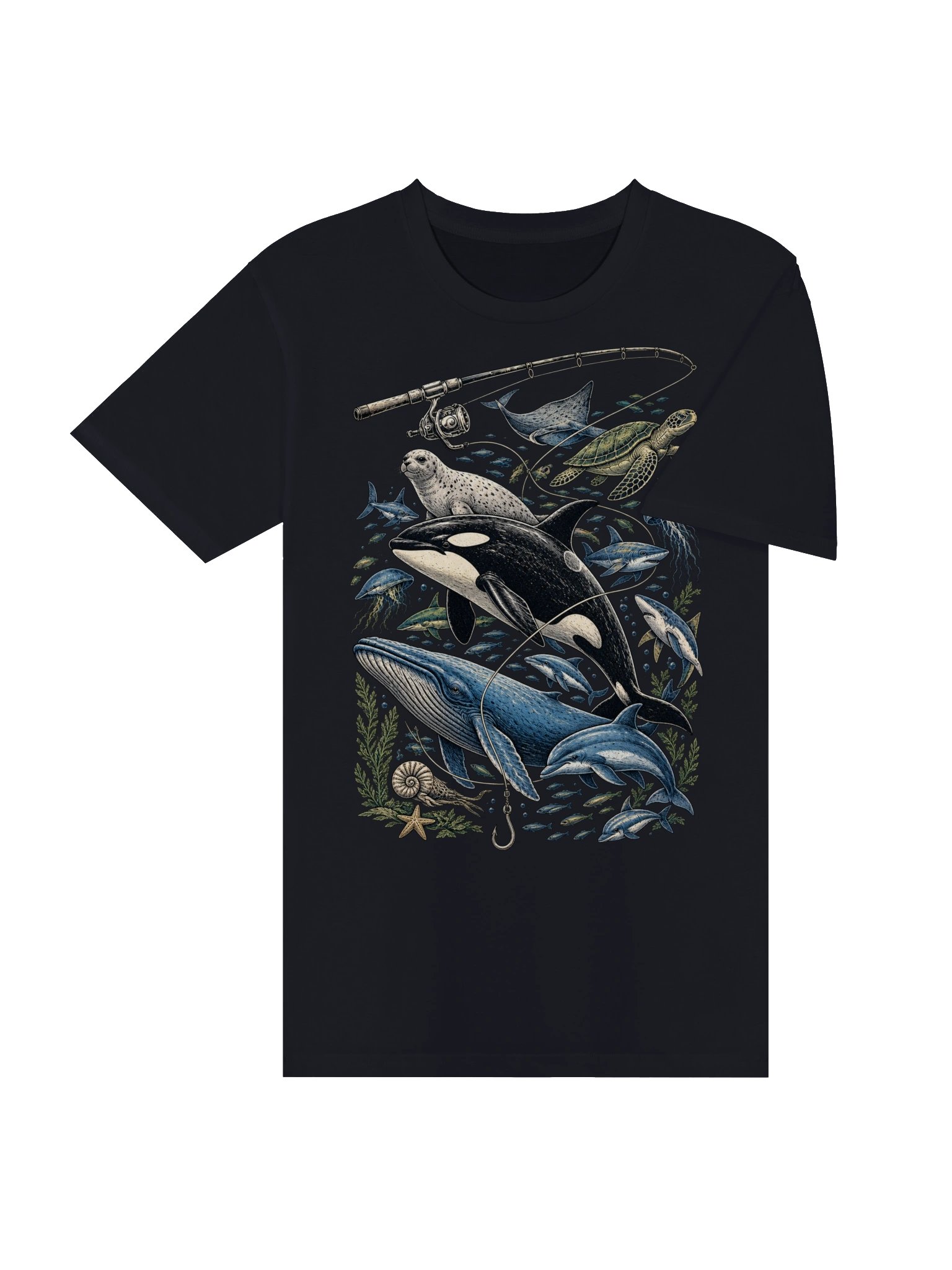 Ocean Legends Vintage Graphic T-Shirt – Orca, Whale & Marine Life Art product image (4)