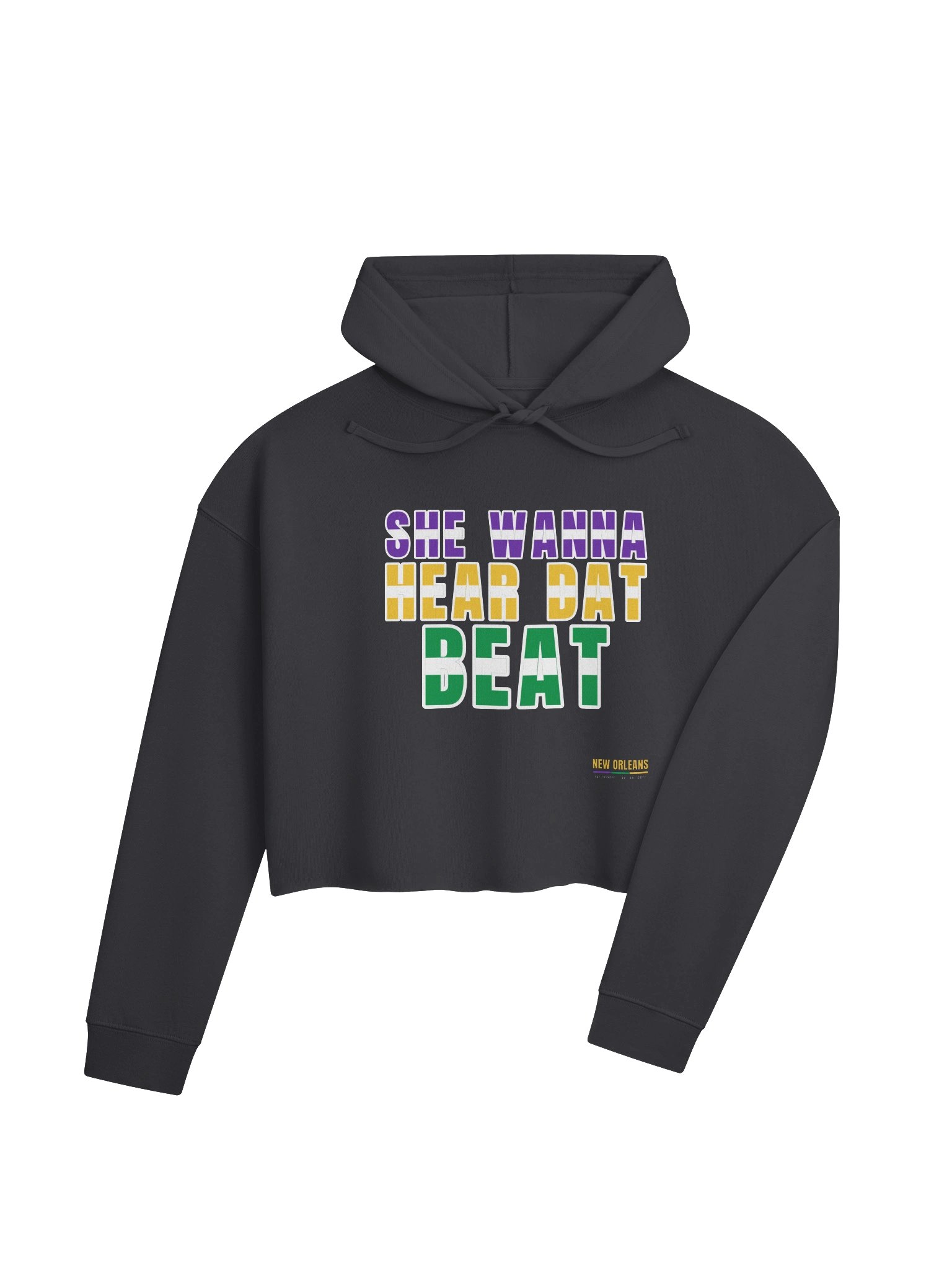MARDI GRAS MMXXVII — Carnival · Cropped Hoodie · Black product image (4)
