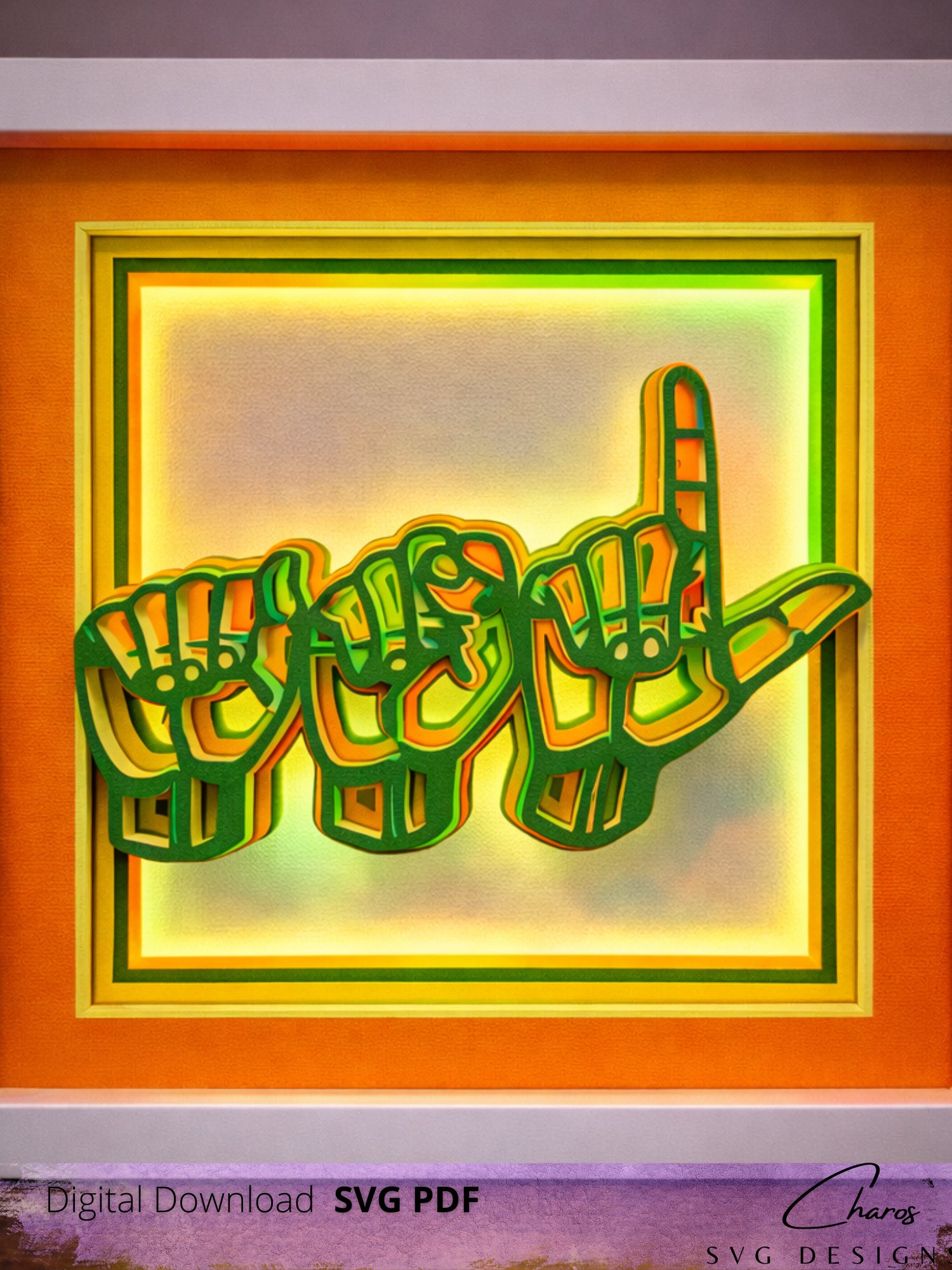 ASL (American Sign Language) 3D Shadow Box SVG Layered Shadow Box Design product image (5)