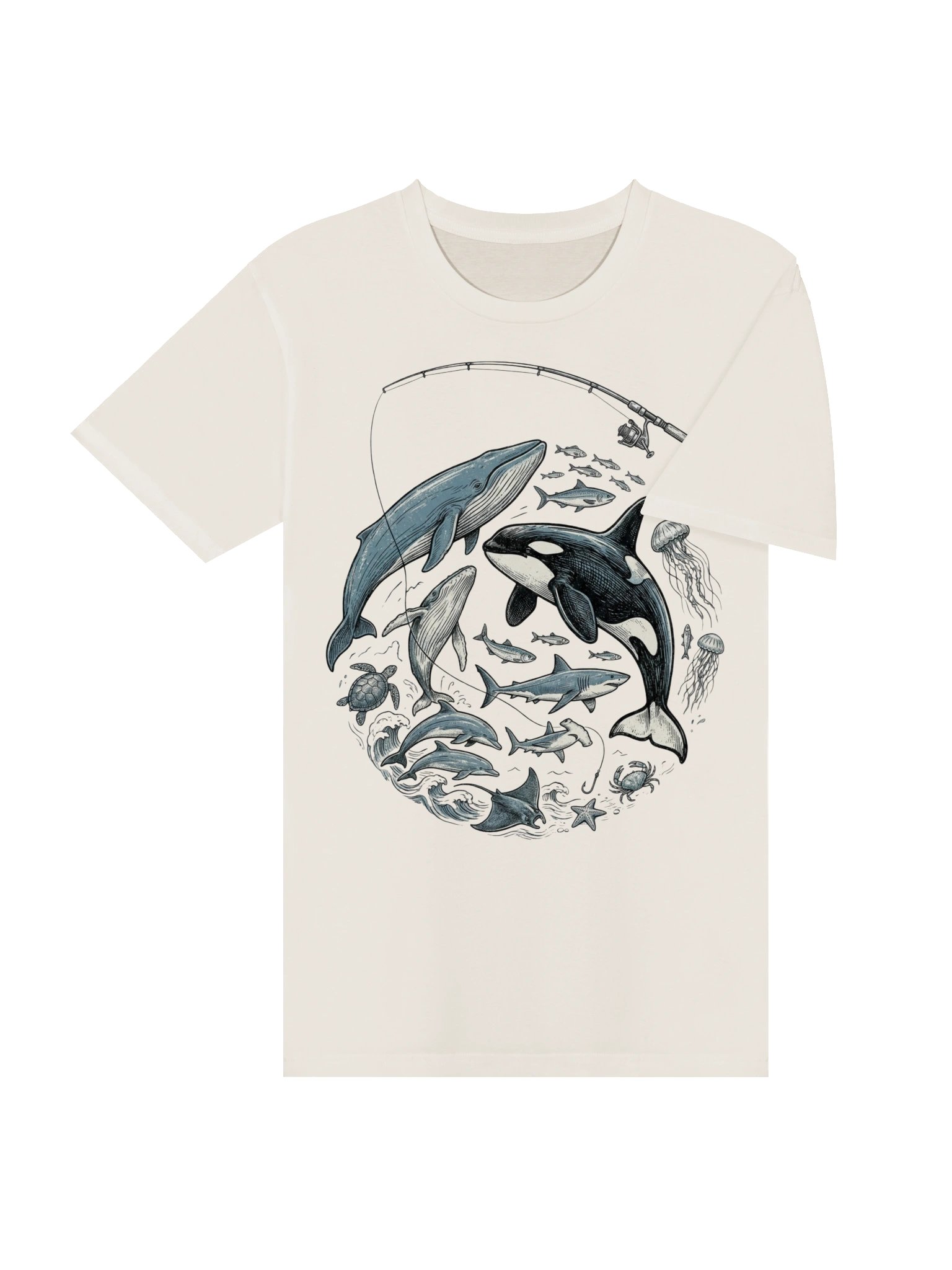 Vintage Sea Animals T-Shirt Design – Retro 90s Ocean Wildlife Graphic, Orca Whale Turtle & Dolphin product image (23)