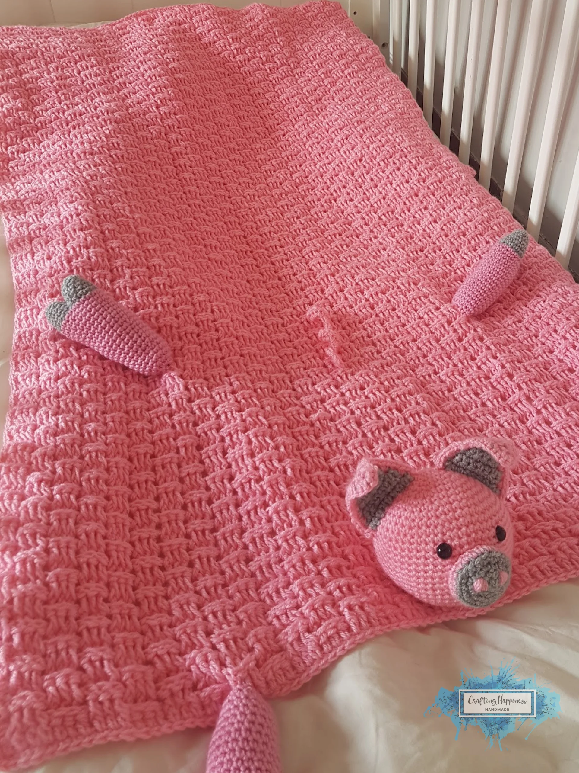 Crochet Pig Baby Blanket Pattern | Pram Stroller Toy (PDF Pattern) product image (3)