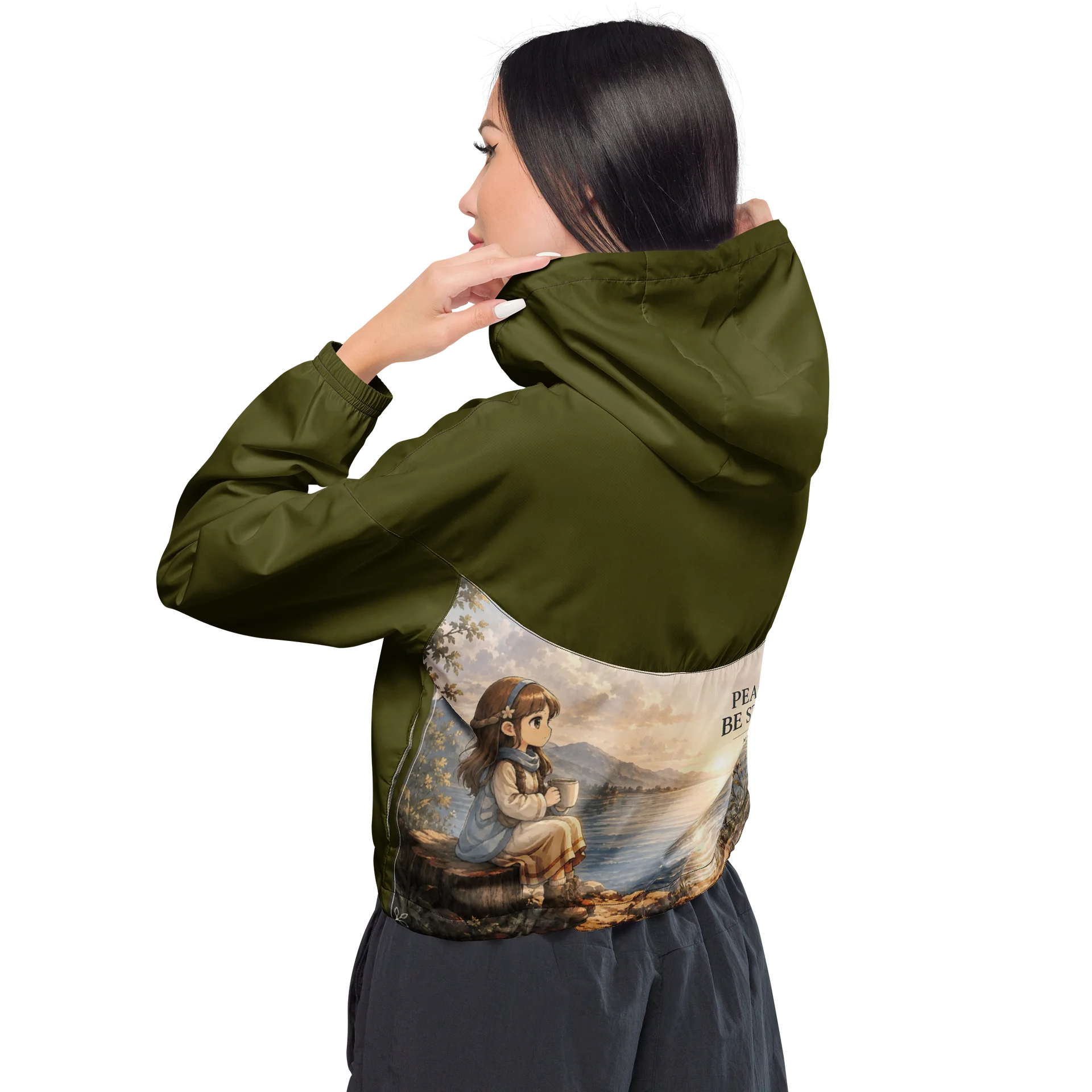 Green Women's Cropped Windbreaker product image (4)