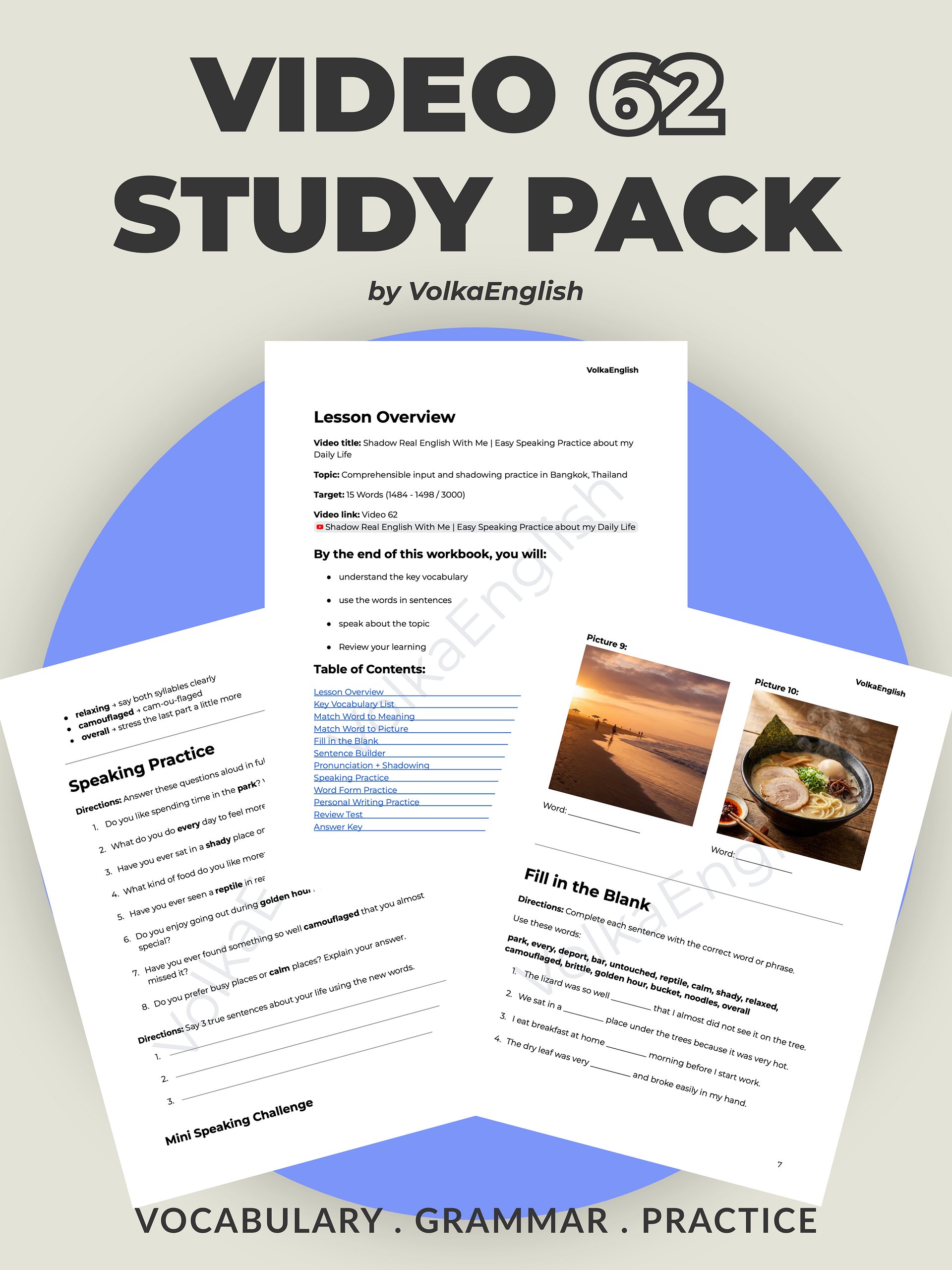 Shadow Real English With Me | Easy Speaking Practice about my Daily Life - Video 62 Study Pack product image (1)