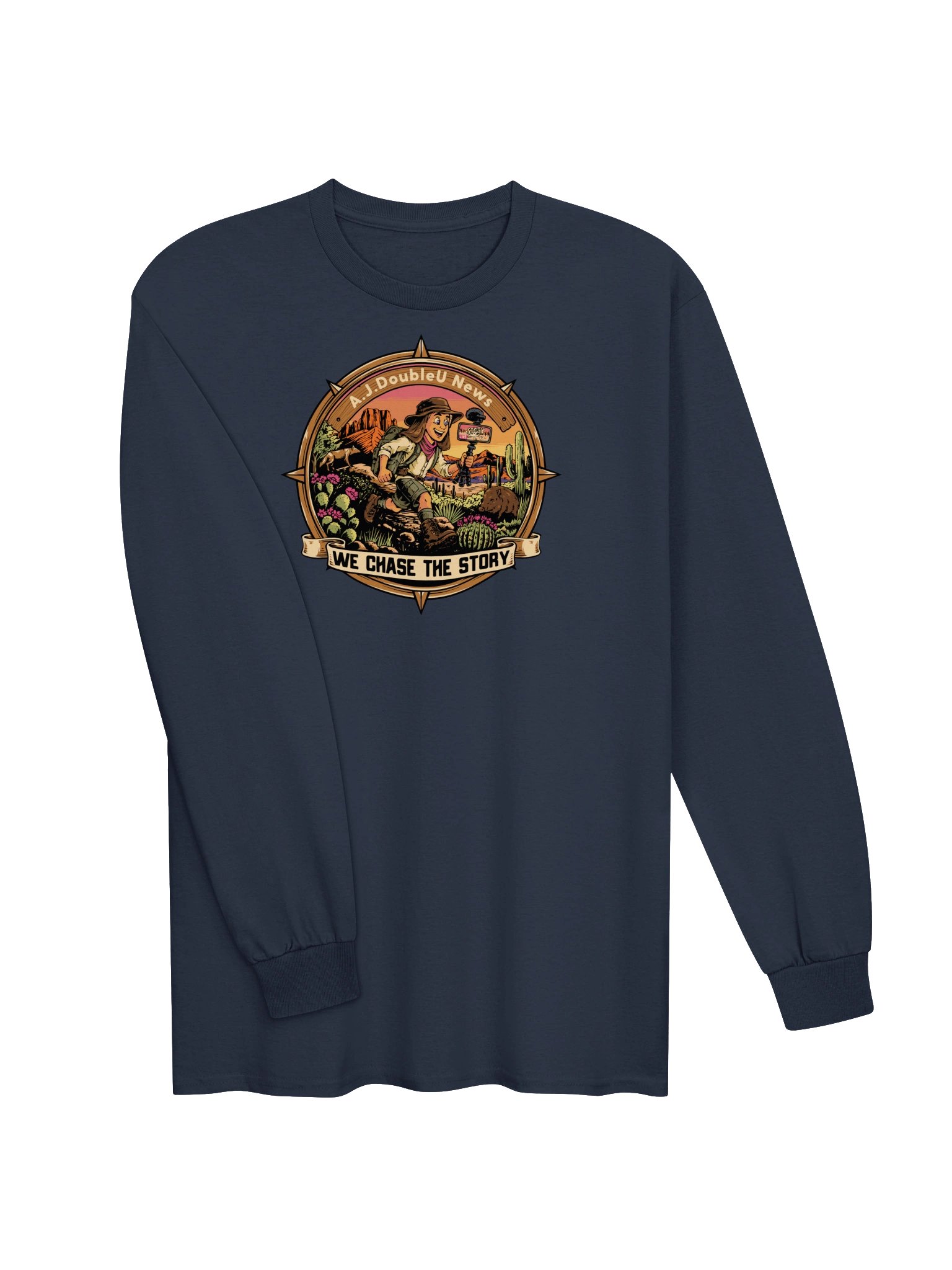 A.J. DoubleU News Chase the Story Long Sleeve Tee BLUE product image (3)