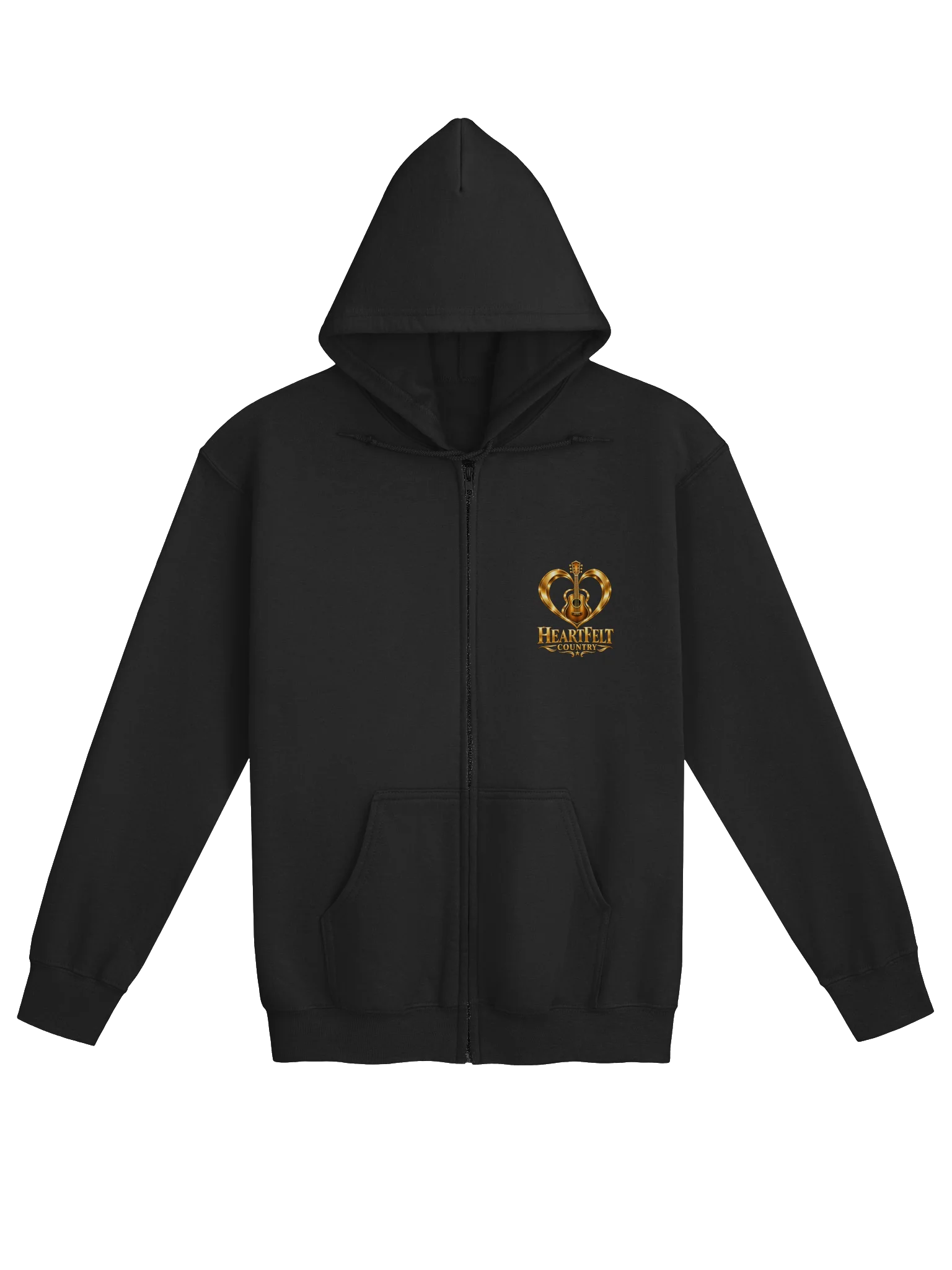 Heartfelt Country Gold Guitar Zip Hoodie UNISEX