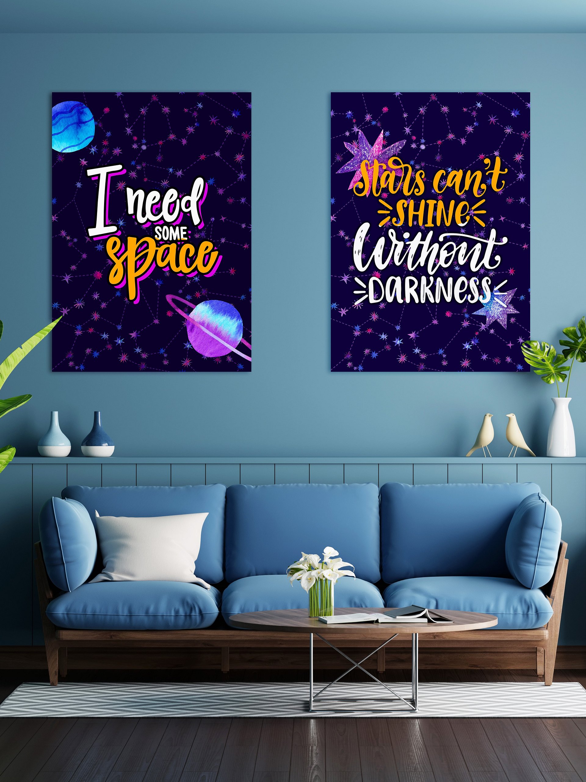 Stars can't shine without darkness [neon/synthwave/vaporwave/watercolor] — aesthetic watercolor poster, neon space poster, retrowave poster, motivation quotes product image (2)