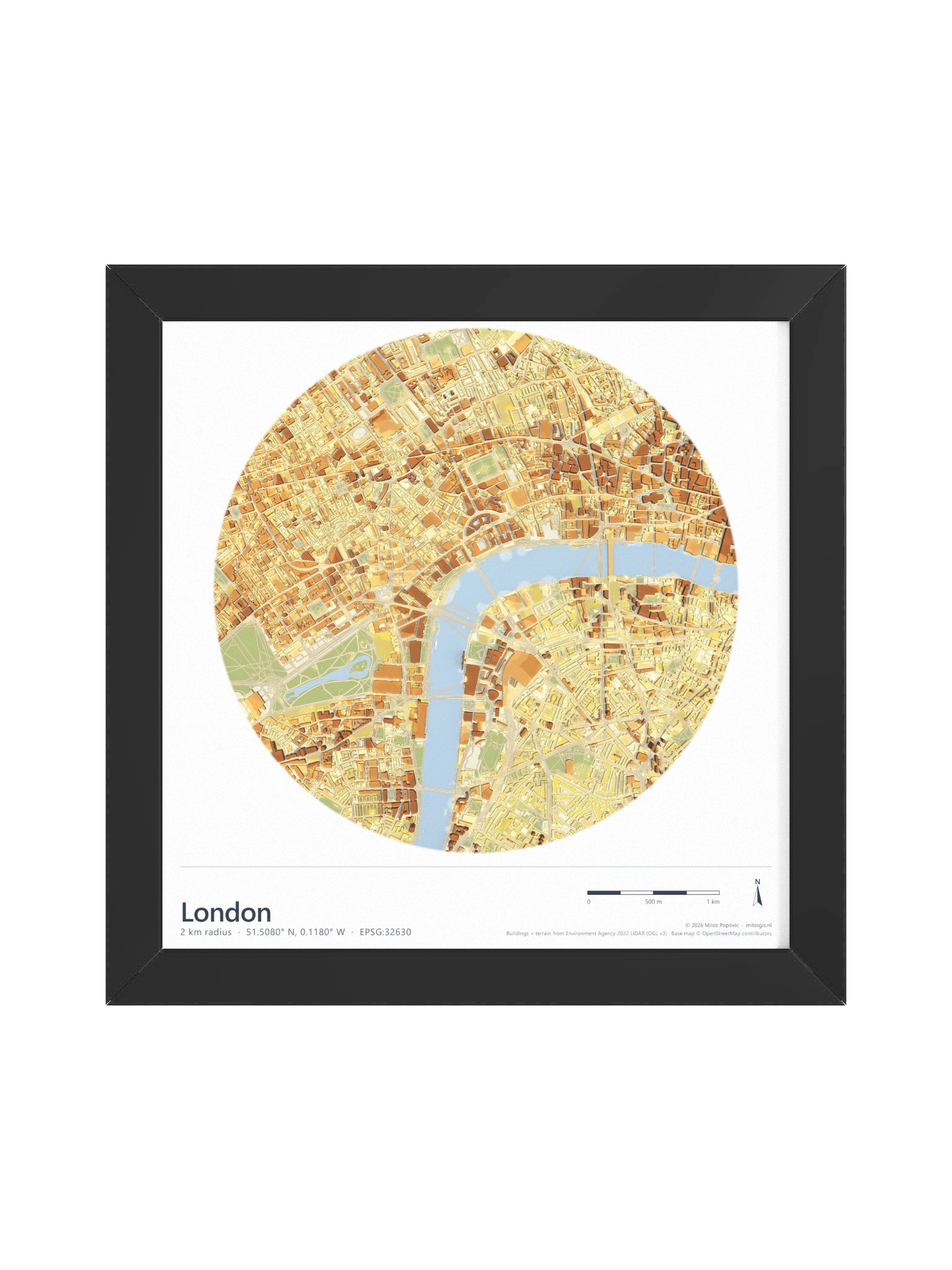 London: Path-Traced 3D City Map · Framed Matte Poster product image (8)