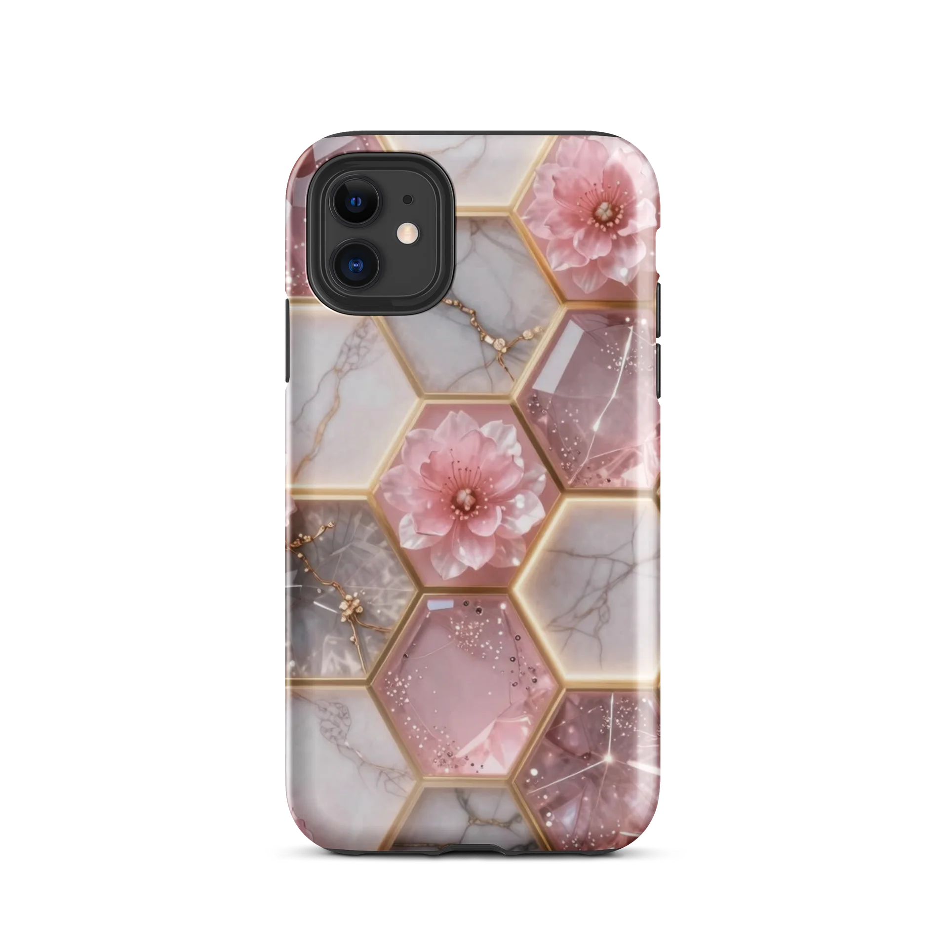 Pink Hexagon Floral Marble iPhone Tough Case product image (55)