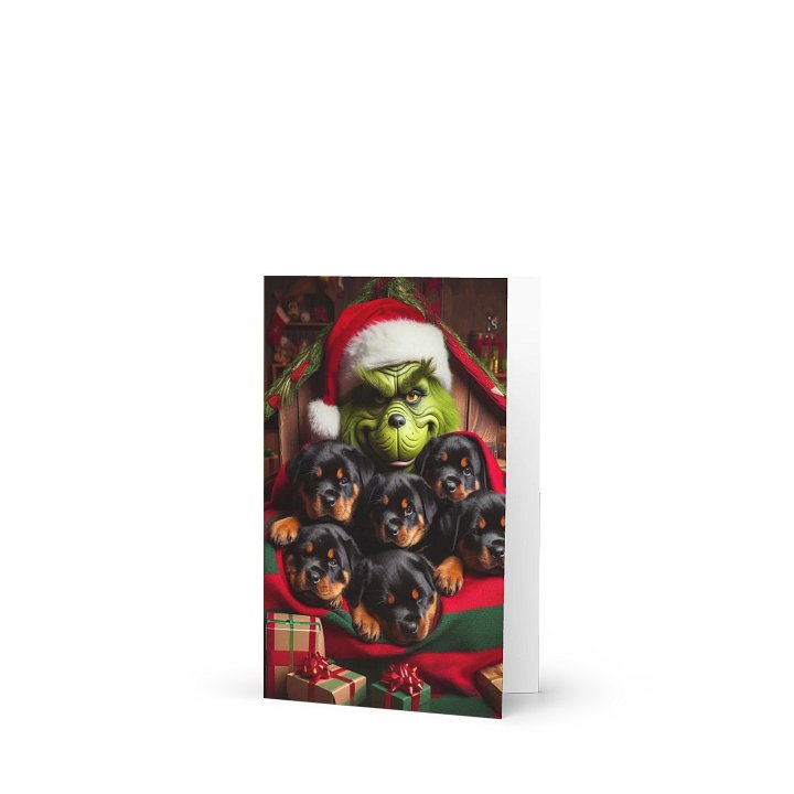 Grinch & Rottweiler Puppies Holiday Greeting Card product image (1)