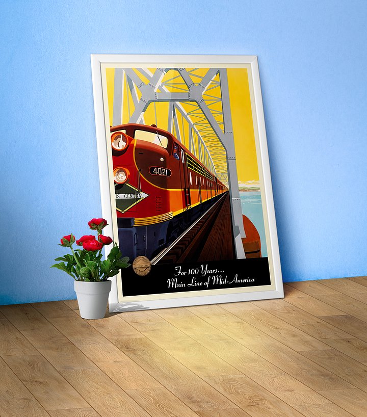 Mid-America Railway, 1950s — retro train poster, vintage train art, train print, retro travel wall art product image (1)