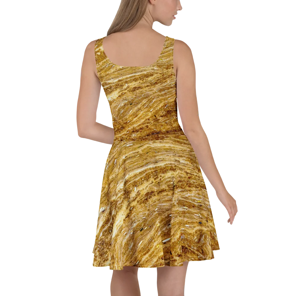 Golden Strata All-Over Print Women's Golden Sandstone & Canyon Mineral A-Line Skater Dress product image (4)