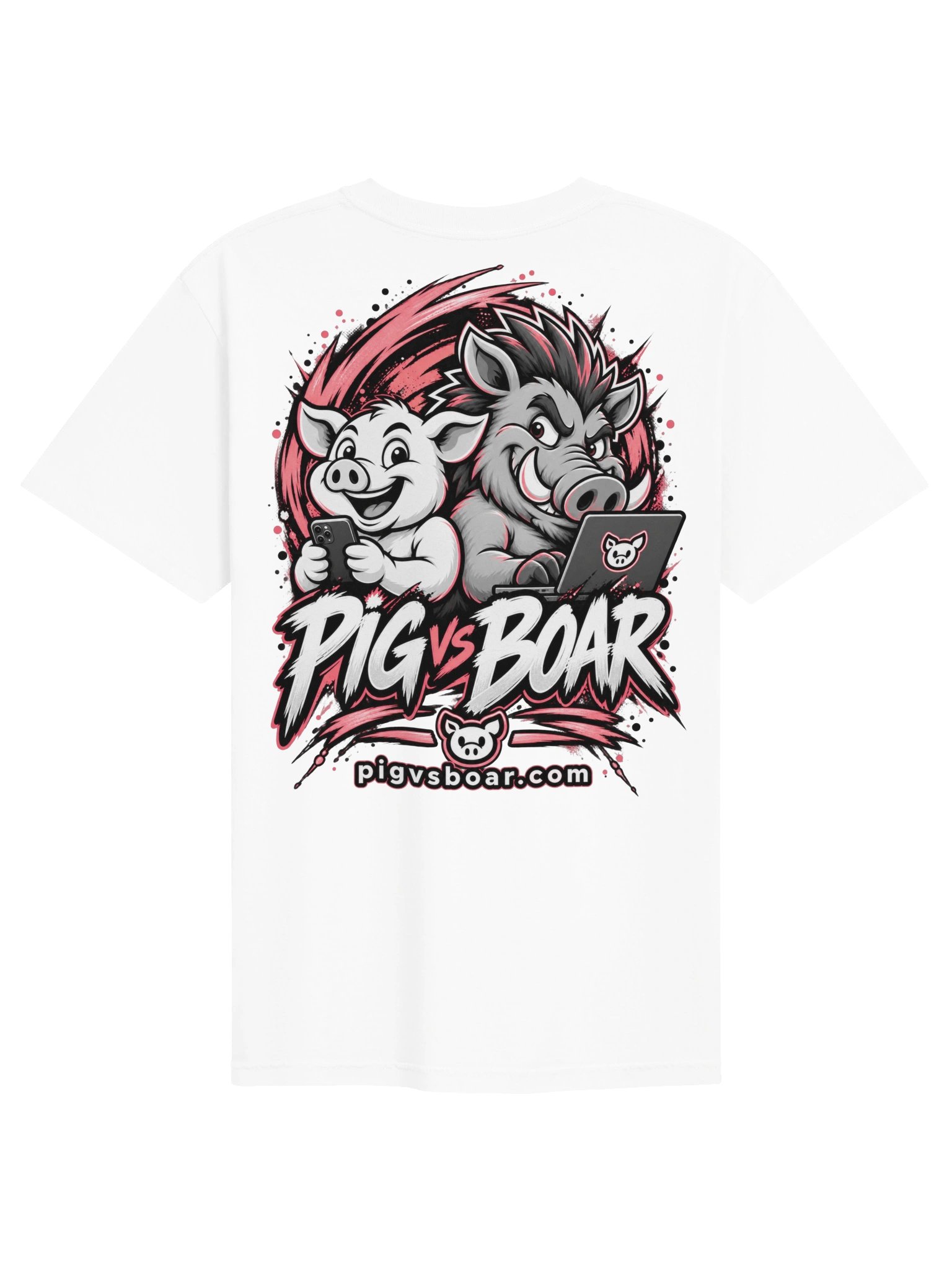 Pig vs Boar Showdown Adult Tee - Pink product image (2)