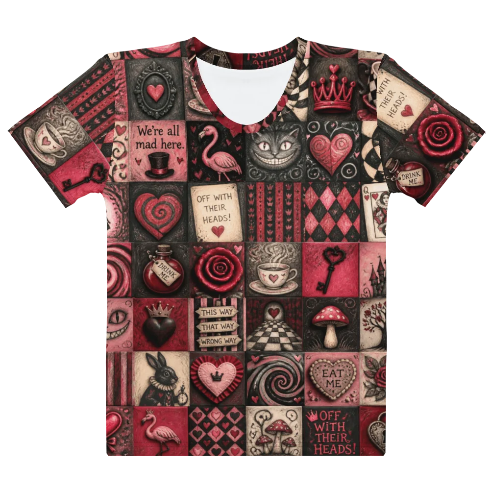 Wonderland Queen of Hearts Tee, Dark Alice Pattern Shirt product image (3)