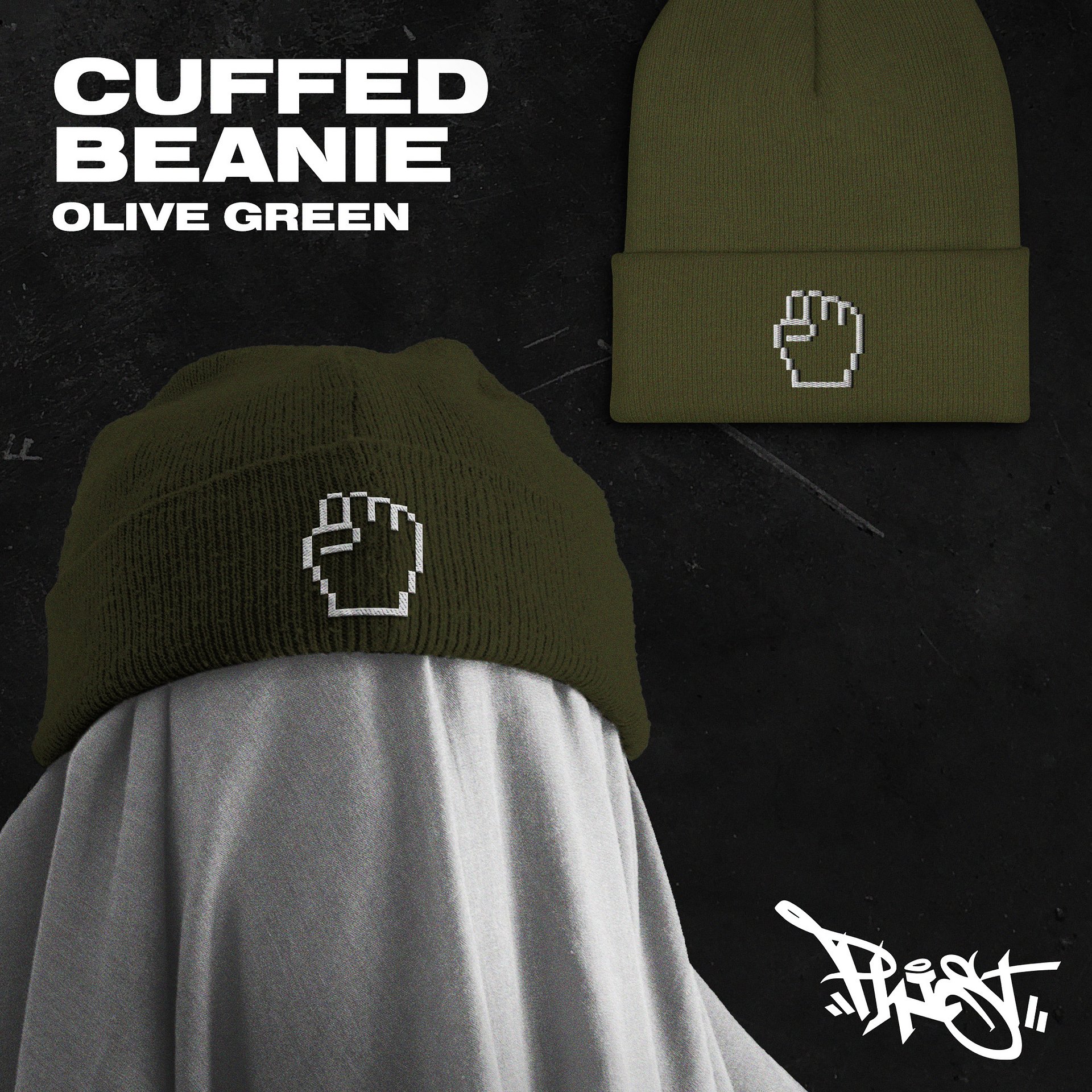 EMBLEM BEANIE (OLIVE) product image (1)