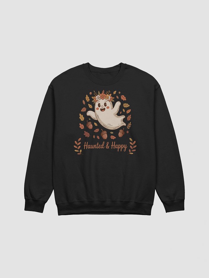 👻 Haunted & Happy Ghost Halloween Sweatshirt – Cozy Fall Pullover product image (1)