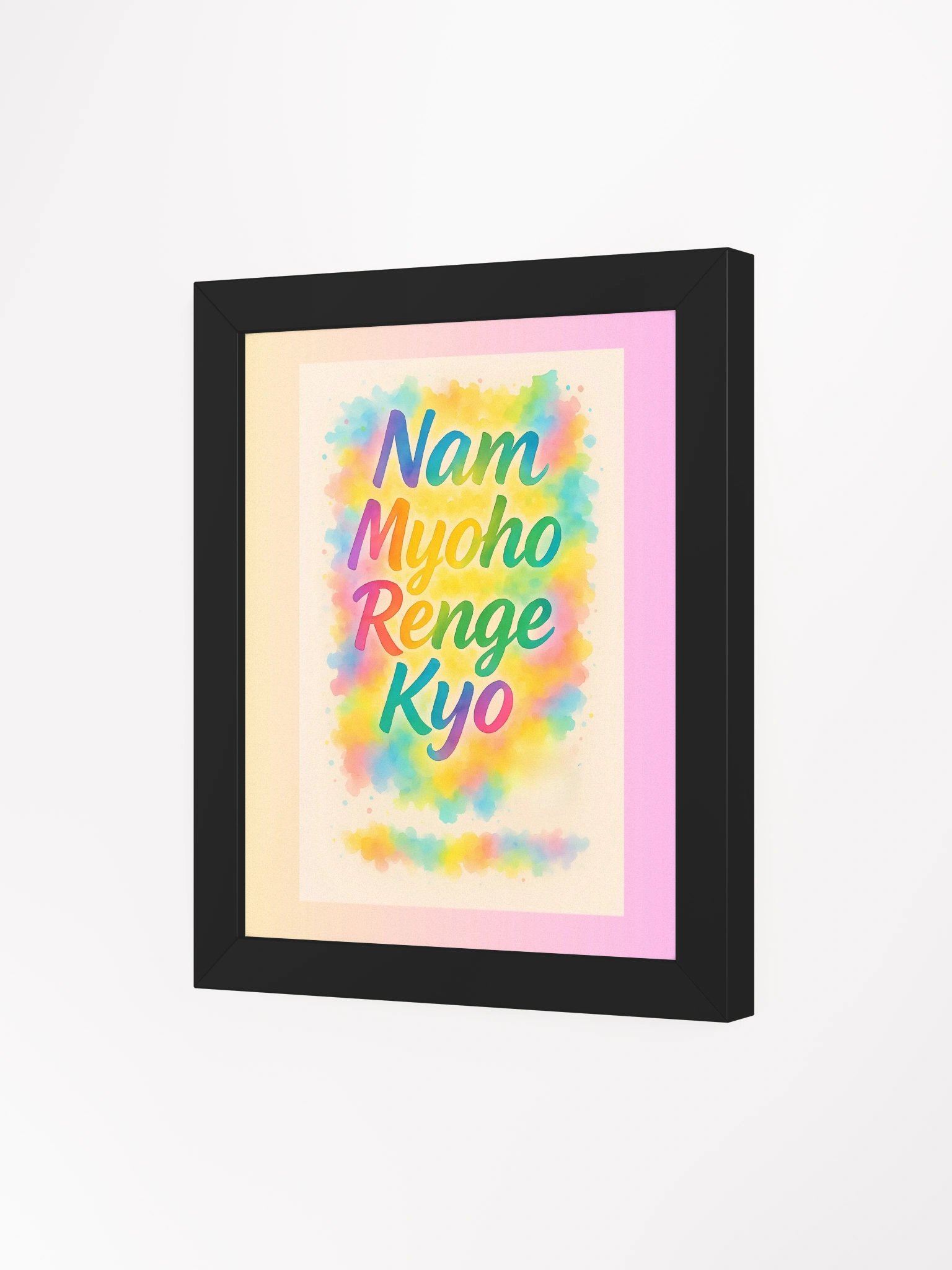 Nam Myoho Renge Kyo Watercolor Poster – Framed Buddhist Wall Art for Daily Practice product image (3)