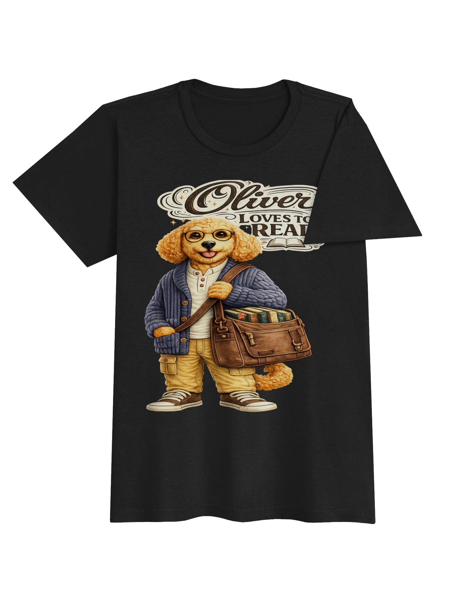 Oliver Loves to Read Dog Reader Adult Tee product image (4)