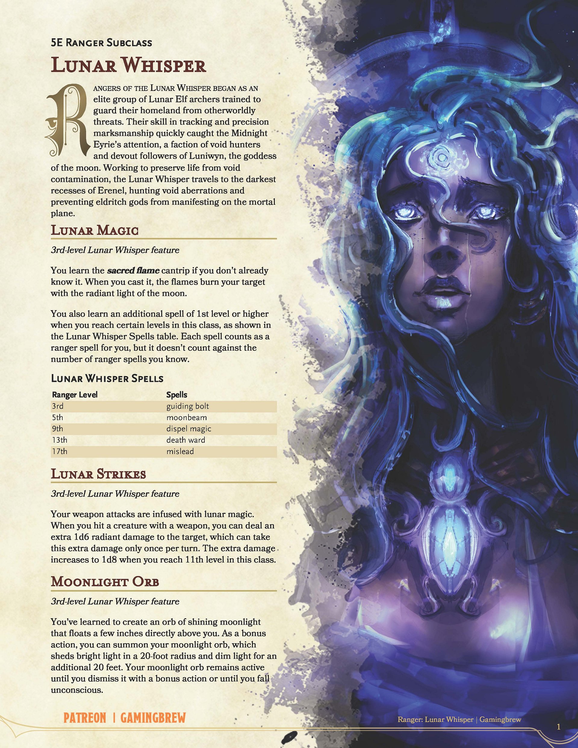 Lunar Whisper | 5E Ranger Subclass product image (2)