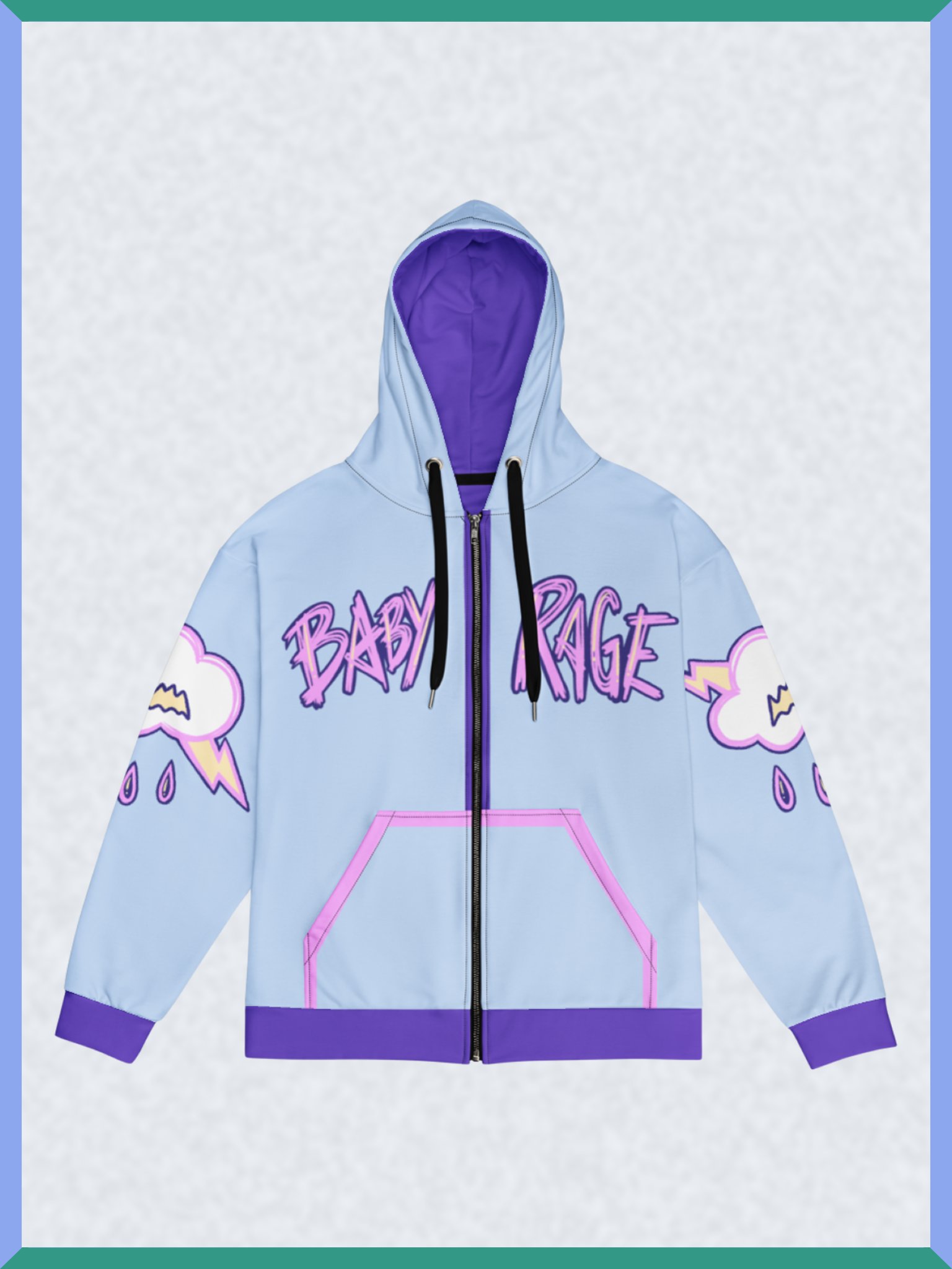 Baby Rage Pink Trim Pocket - Zipper Hoodie product image (1)
