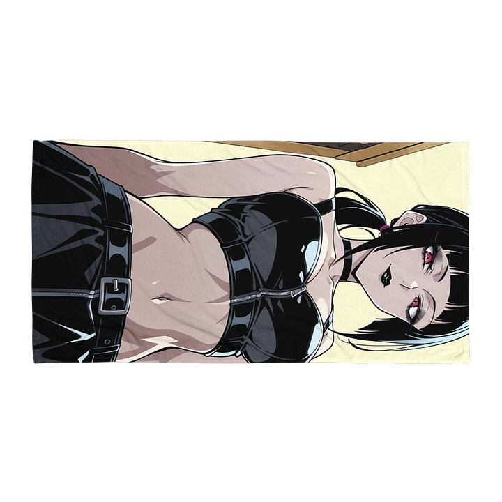 Luna Rain Original Character Emo Beach Towel | Red Eyes Latex Pose Aesthetic Cotton Terry product image (1)