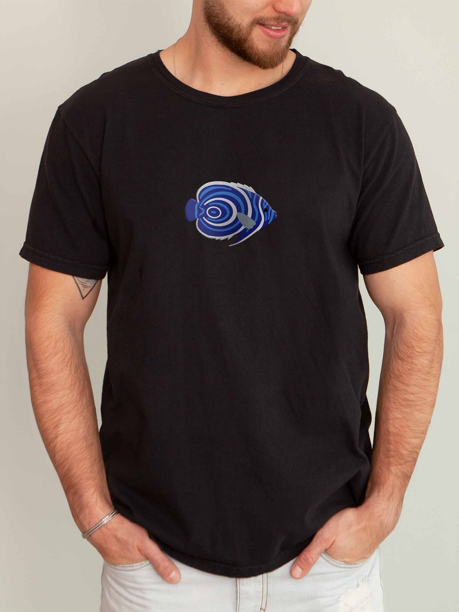 Juvenile Emperor Angelfish Premium T-Shirt (Embroidered) for Reef and Marine Aquarium Lovers product image (2)