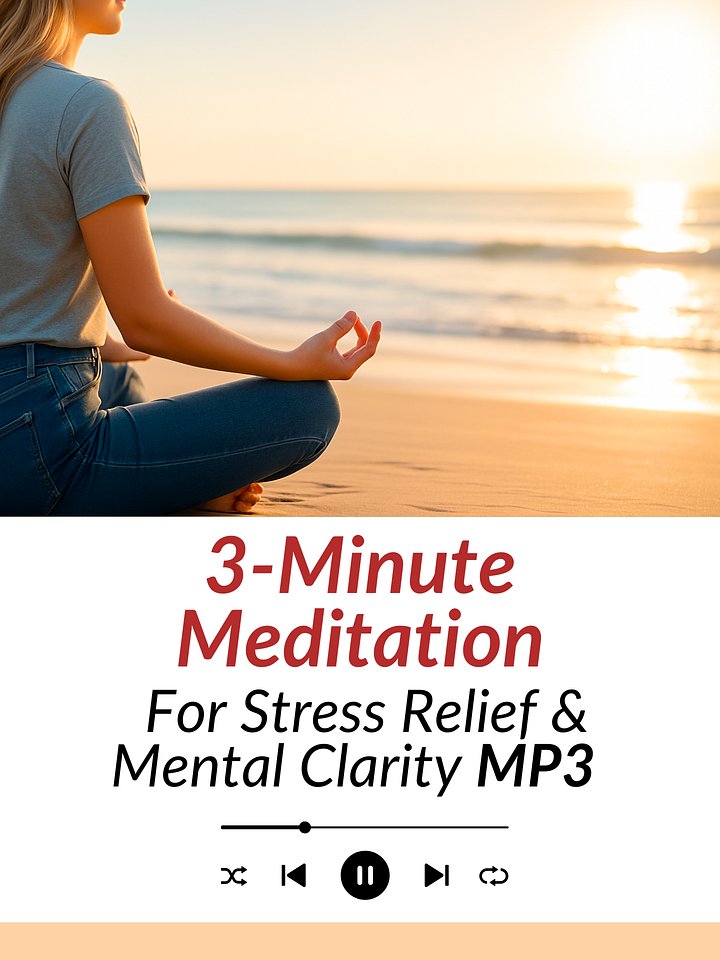 3-Minute Meditation for Stress Relief & Mental Clarity | Ocean Sounds | MP3 Audio Download product image (1)