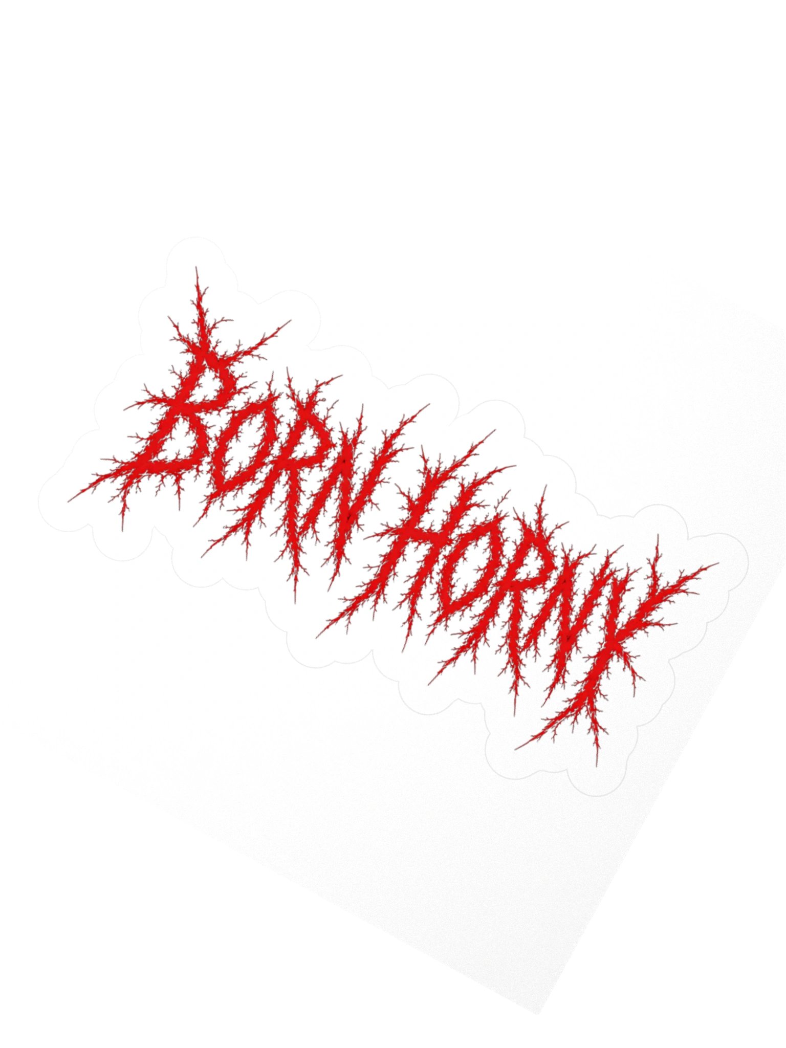 BORN HORNY Red Jagged Text Kiss Cut Sticker product image (7)