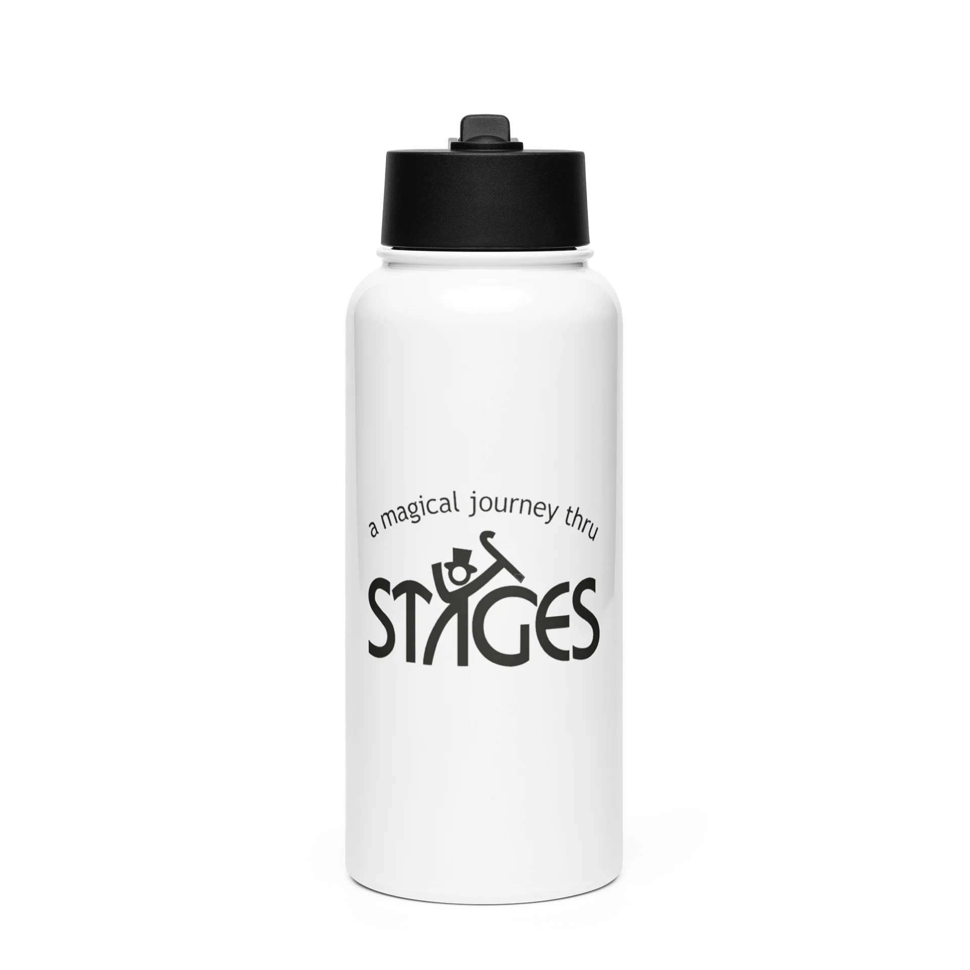 White Stainless Steel Water Bottle with Straw product image (1)