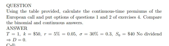 TD - Continuous time premiums of European call and put options product image (1)
