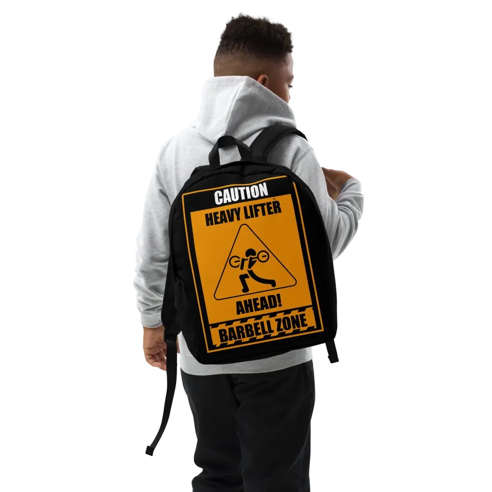 Caution Heavy Lifter Ahead Barbell Zone Backpack product image (7)