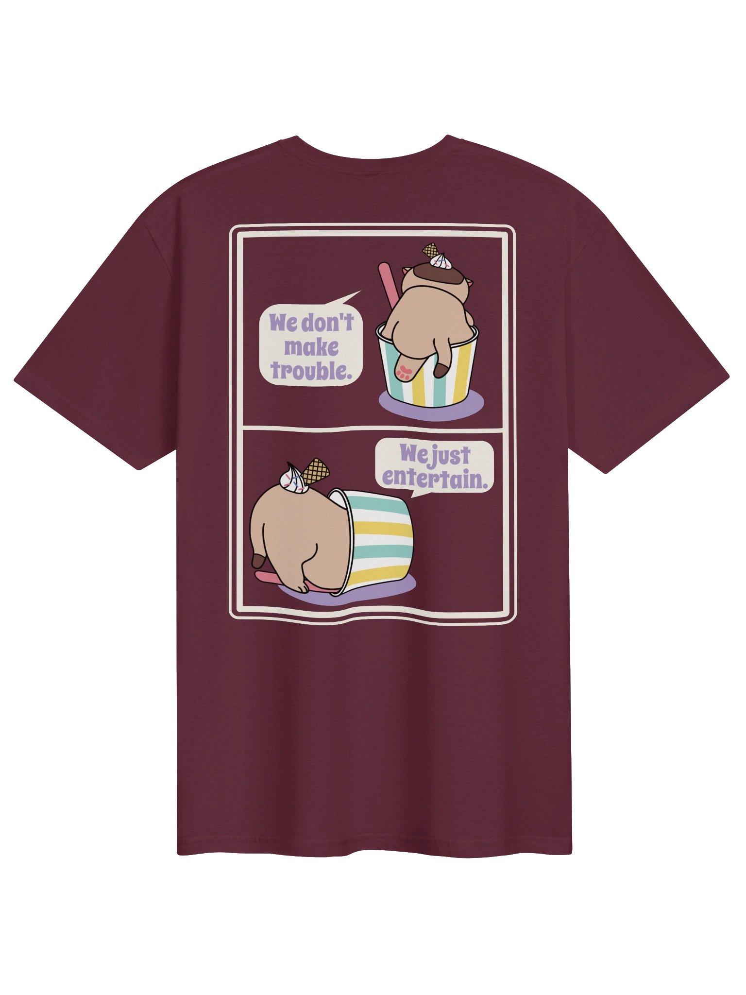 Sweet Trouble (Ice Cream Cat - Left Chest and Back Prints) - Unisex Adult Super Soft Lightweight T-shirt product image (1)