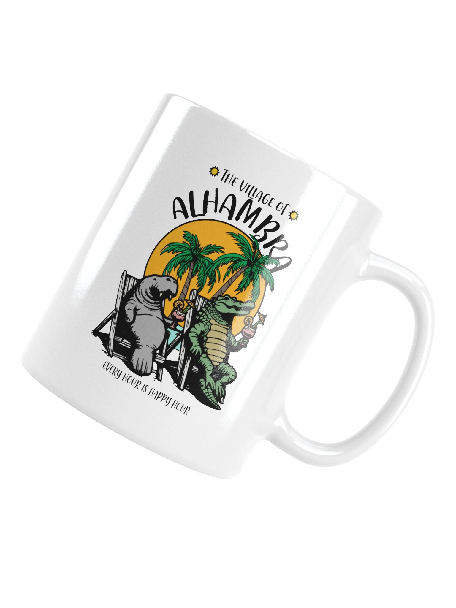 The Village of Alhambra TV Florida USA Fun Manatee Alligator Design Coffee Mug product image (15)