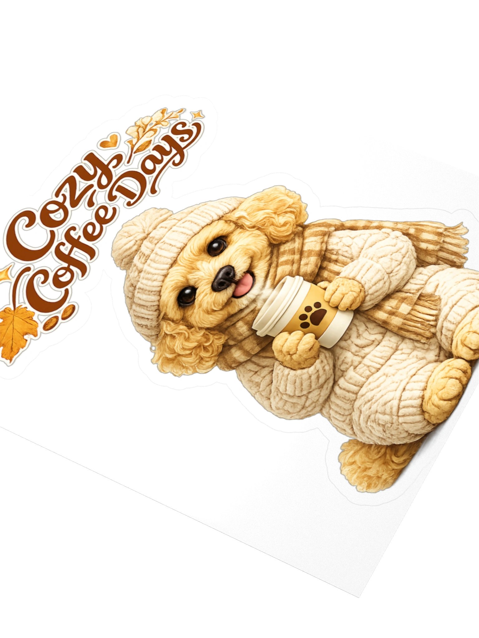 Cozy Coffee Days Dog Kiss Cut Sticker product image (3)