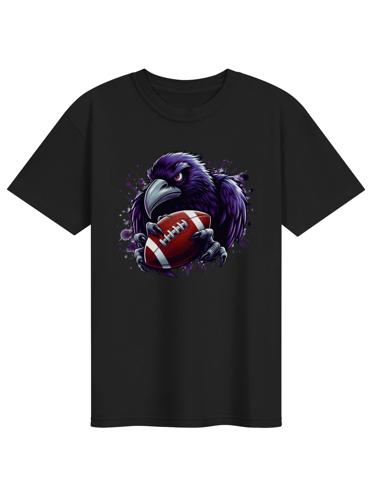 Purple Angry Raven Bird Football Tee product image (3)