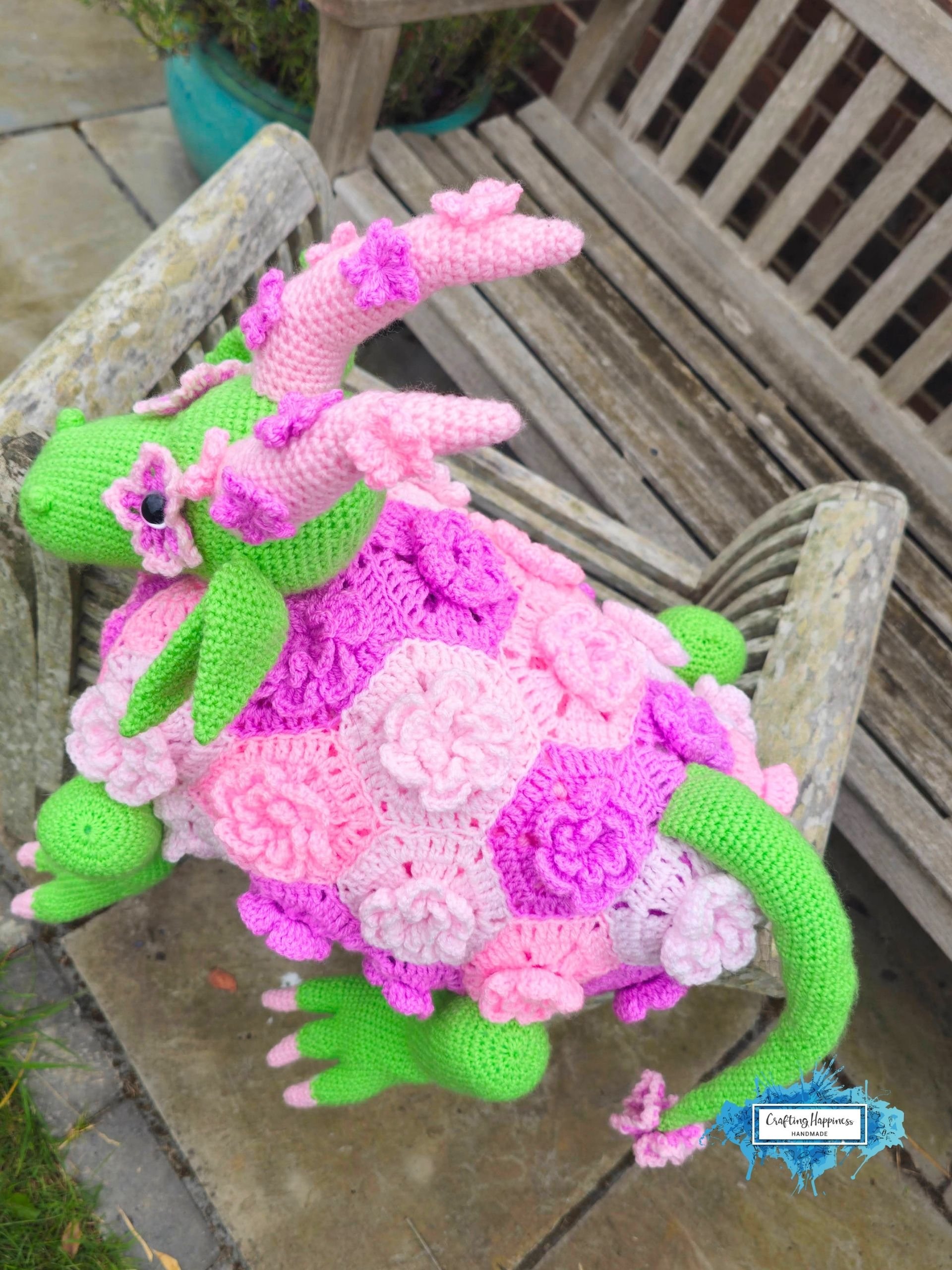 Crochet Flower Dragon Blanket Pattern | Fantasy Fairy Garden Nursery Decor | Mythical Amigurumi Toy | Graph & Written Instructions | pdf product image (9)