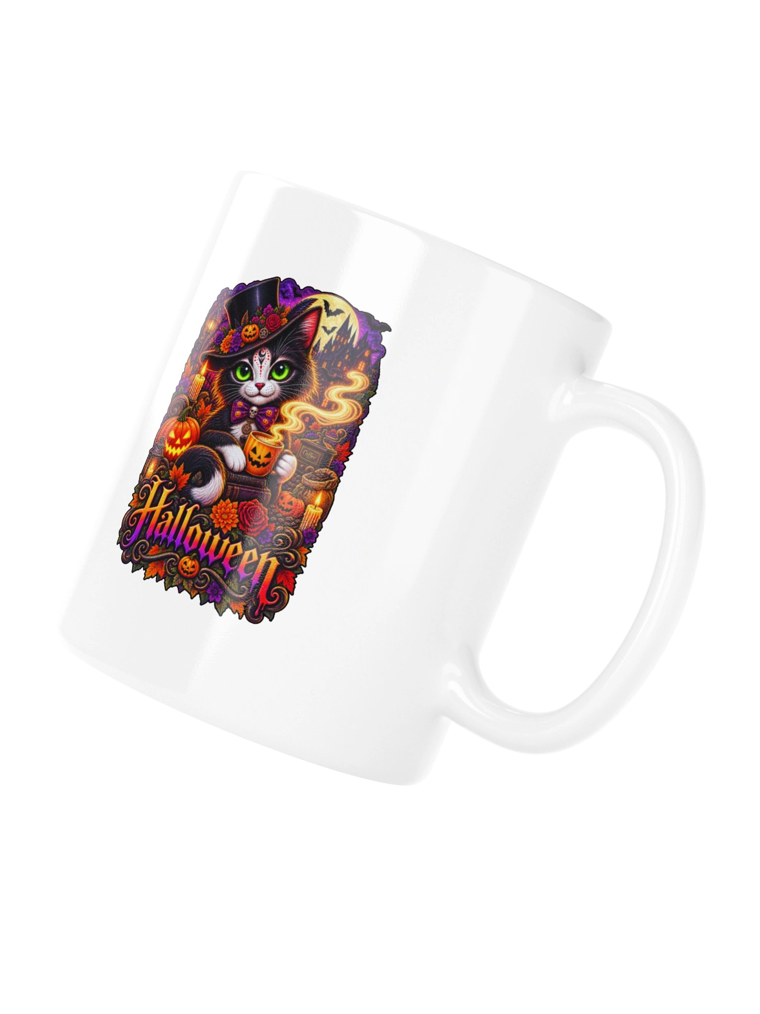 Black Cat Halloween Mug – Witchy Cat Coffee Cup product image (10)