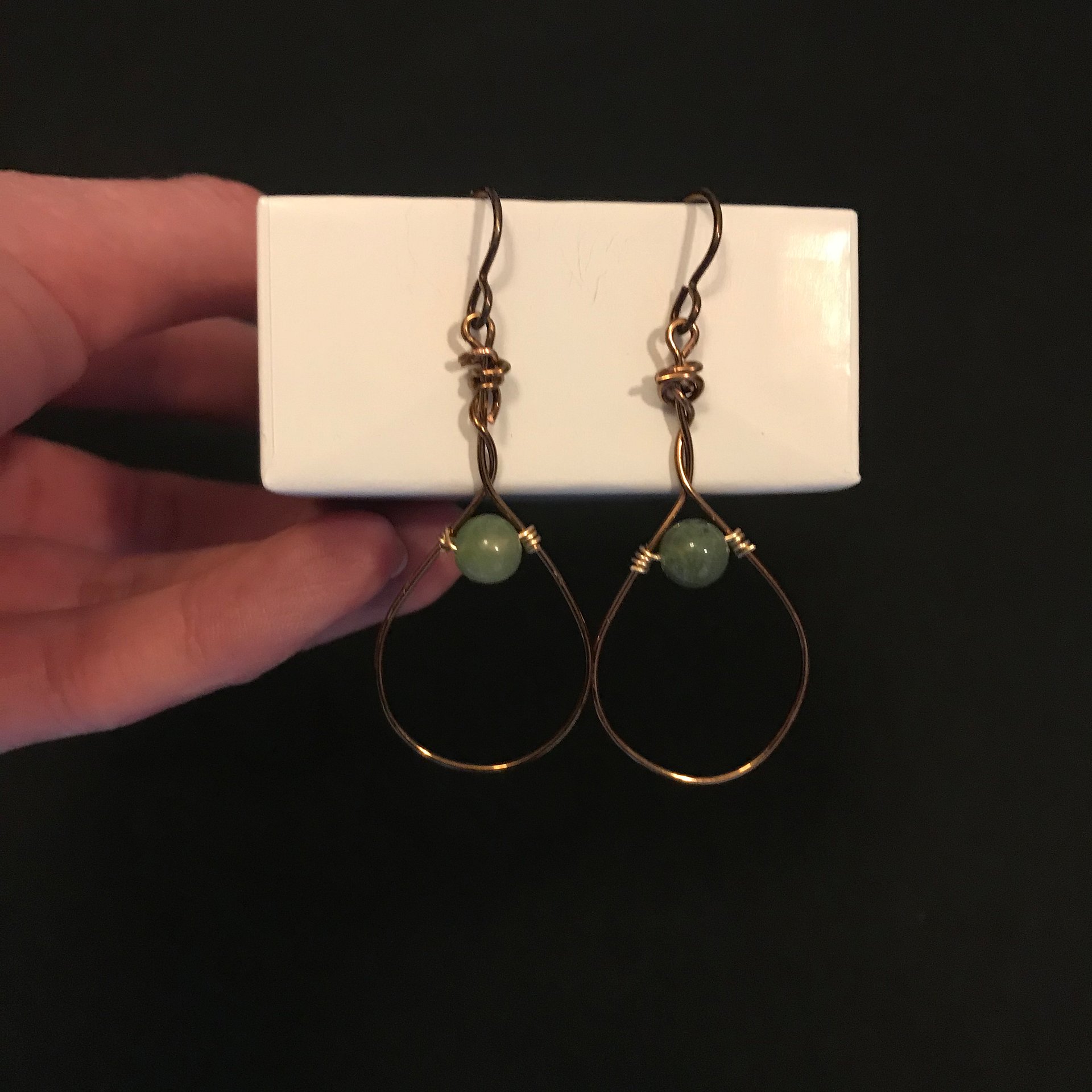 Green Moss Agate Bronze Drop Earrings product image (3)