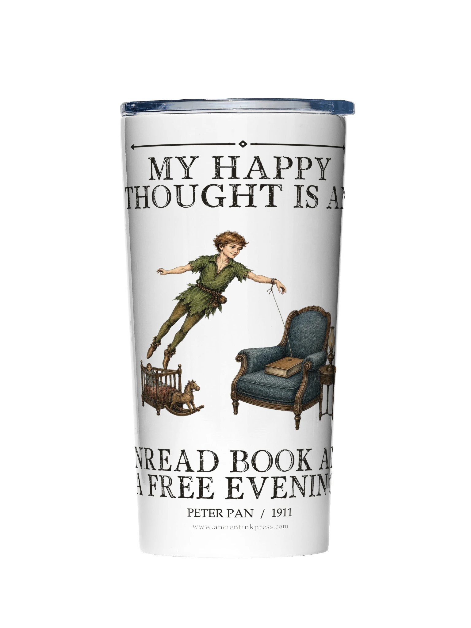 Happy Thought Unread Book Free Evening -- Peter Pan 20oz Tumbler product image (1)